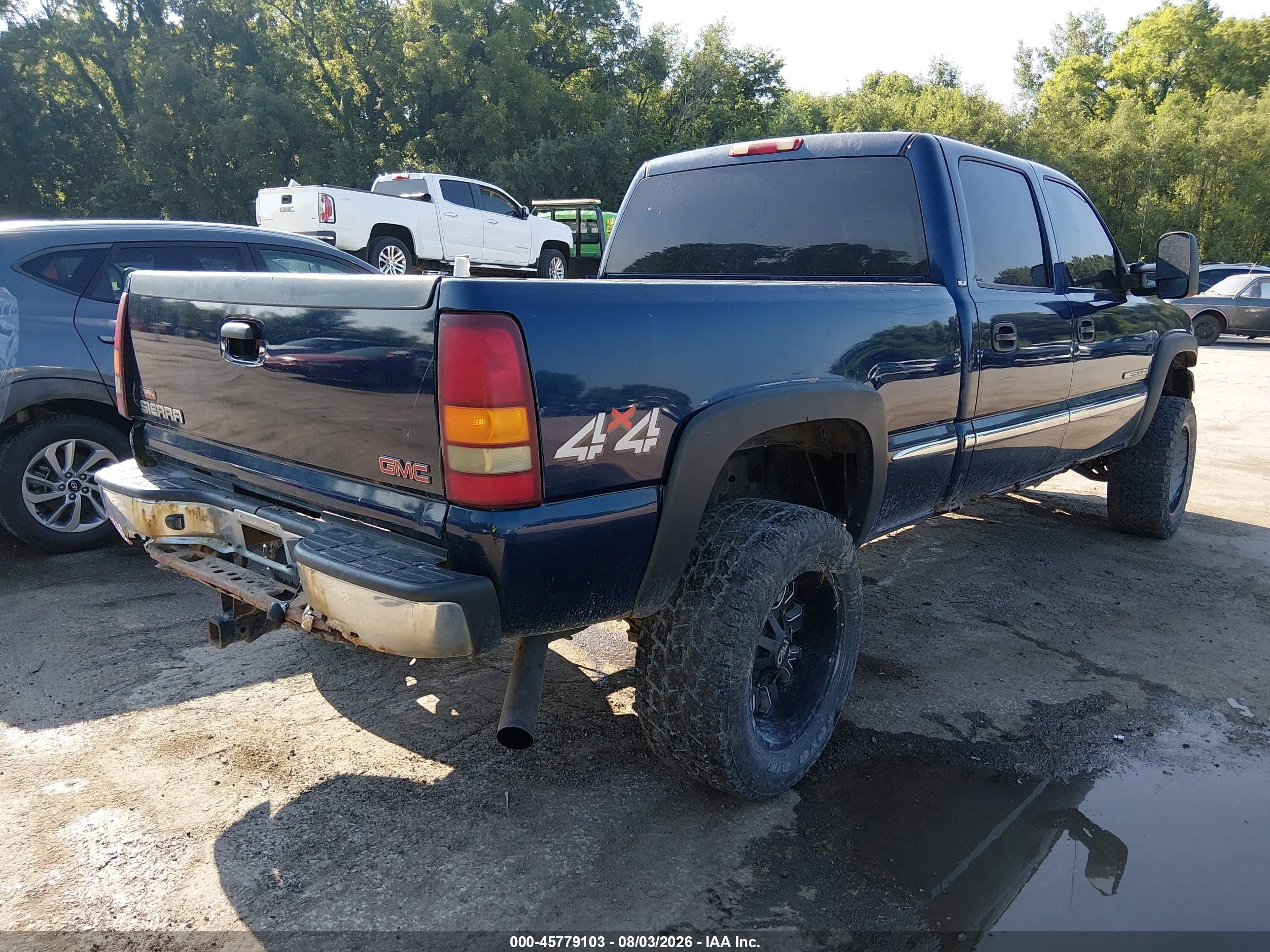 2002 Gmc Sierra 2500hd Sle Blue vin: 1GTHK23UX2F160779