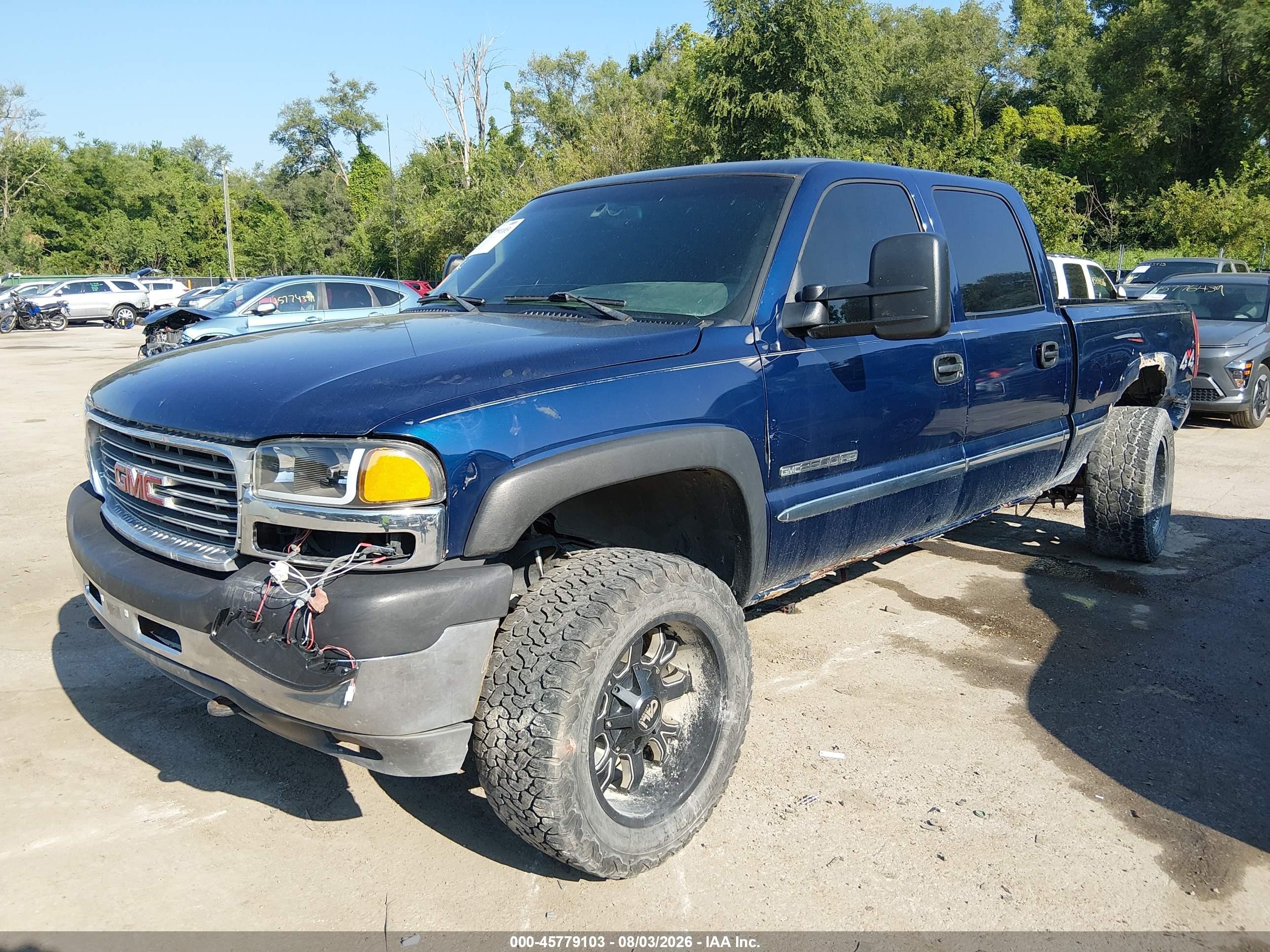 2002 Gmc Sierra 2500hd Sle Blue vin: 1GTHK23UX2F160779