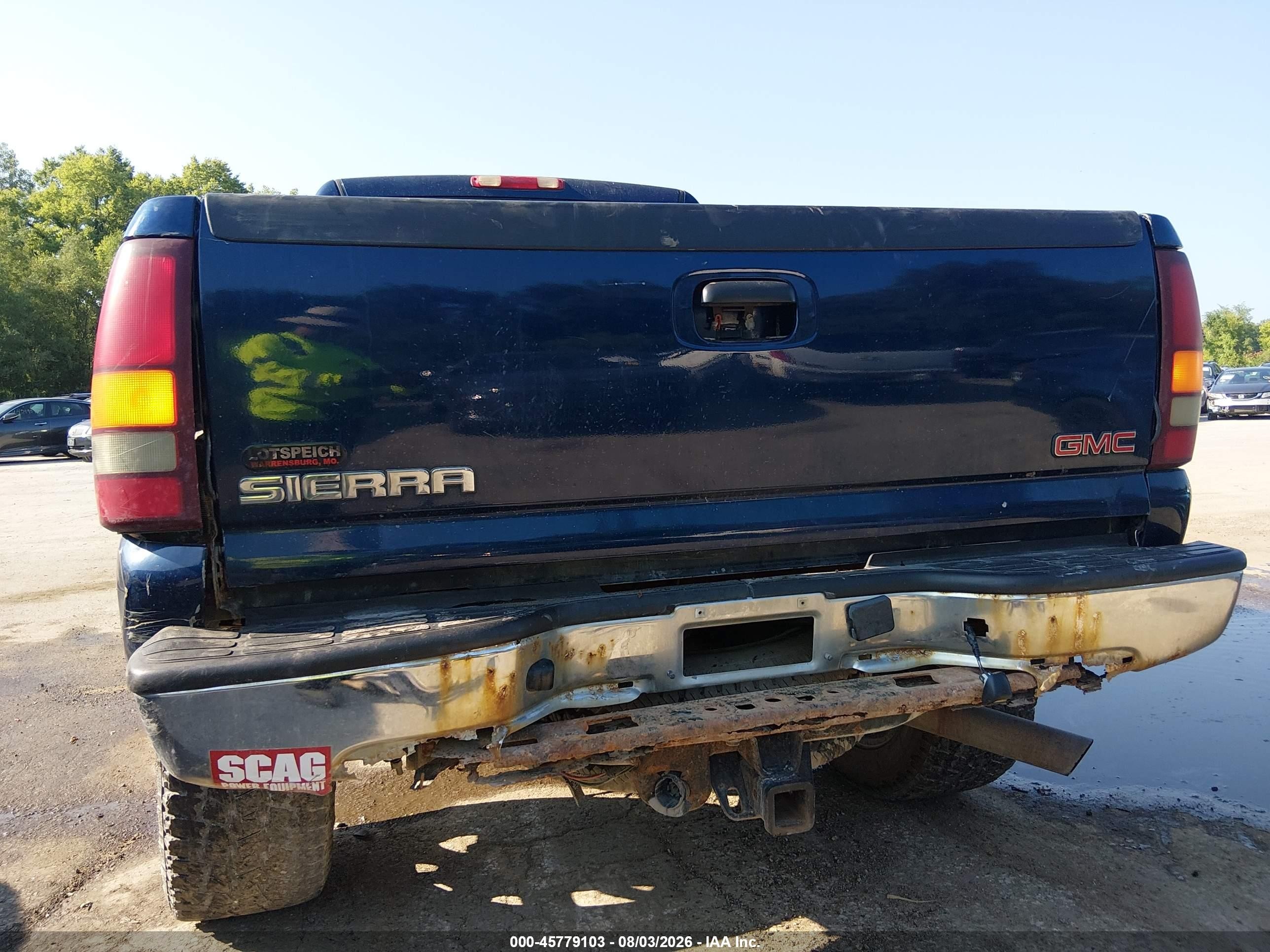 2002 Gmc Sierra 2500hd Sle Blue vin: 1GTHK23UX2F160779