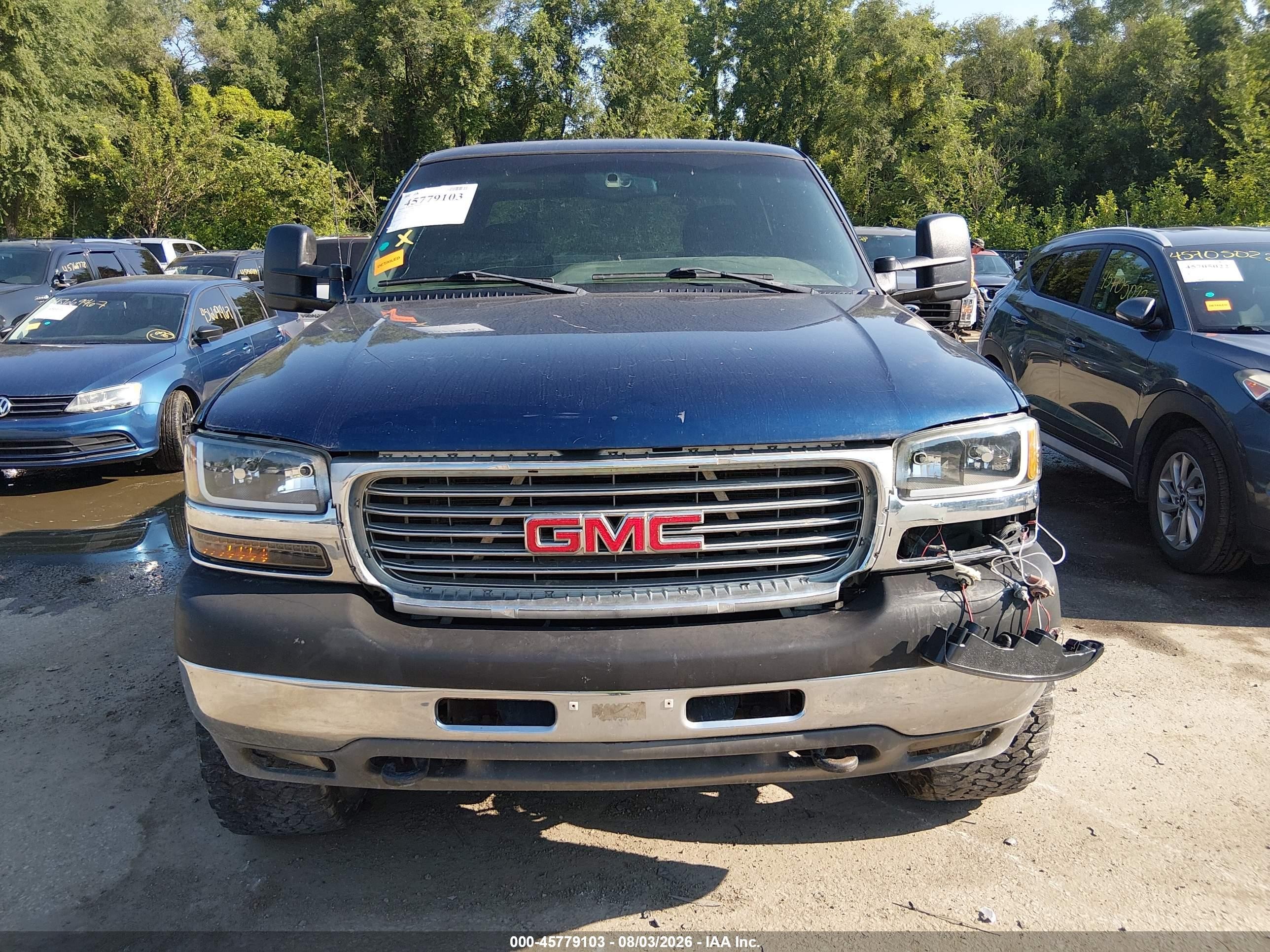 2002 Gmc Sierra 2500hd Sle Blue vin: 1GTHK23UX2F160779
