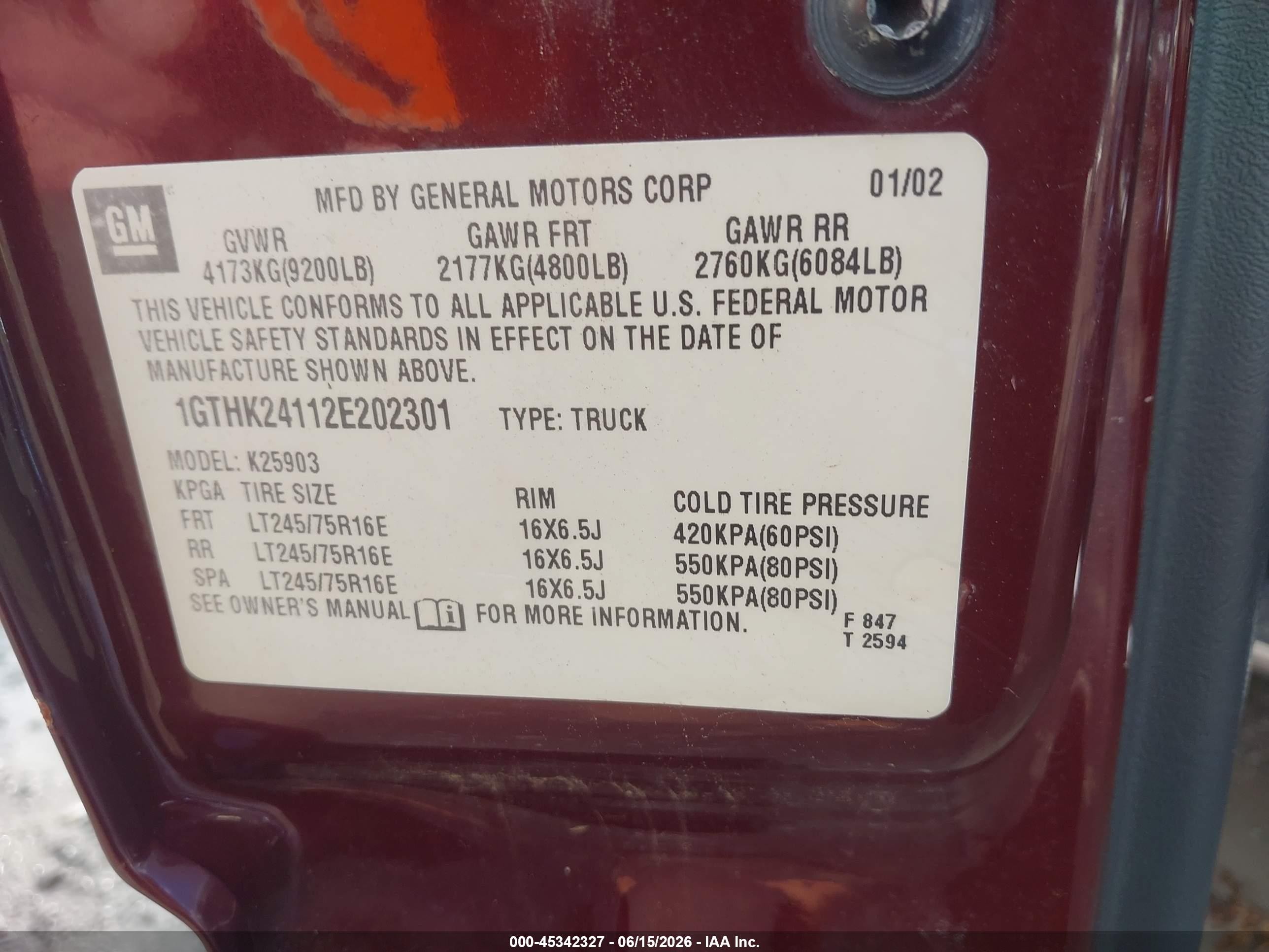 2002 Gmc Sierra 2500hd Sle Purple vin: 1GTHK24112E202301
