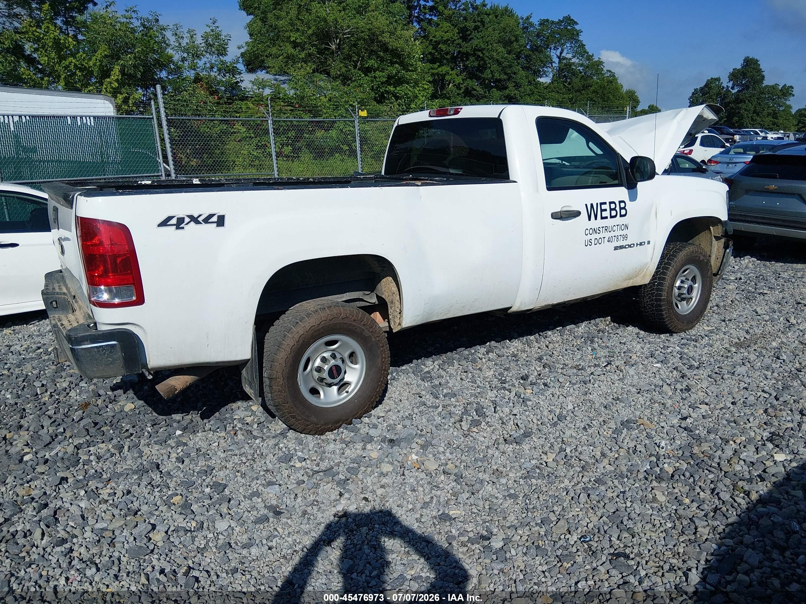 2008 Gmc Sierra 2500hd Work Truck White vin: 1GTHK24K28E174932