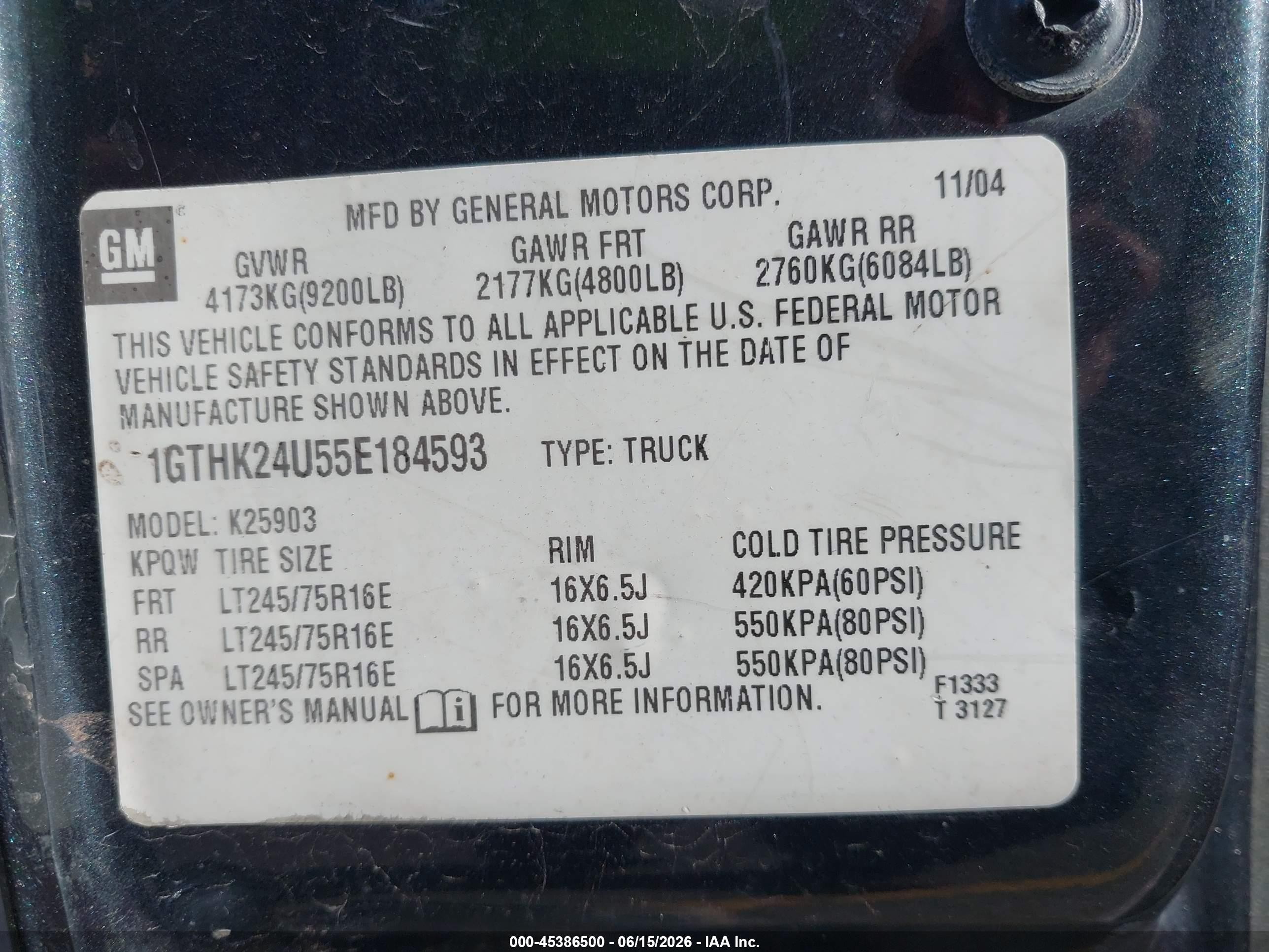 2005 Gmc Sierra 2500hd Work Truck Gray vin: 1GTHK24U55E184593