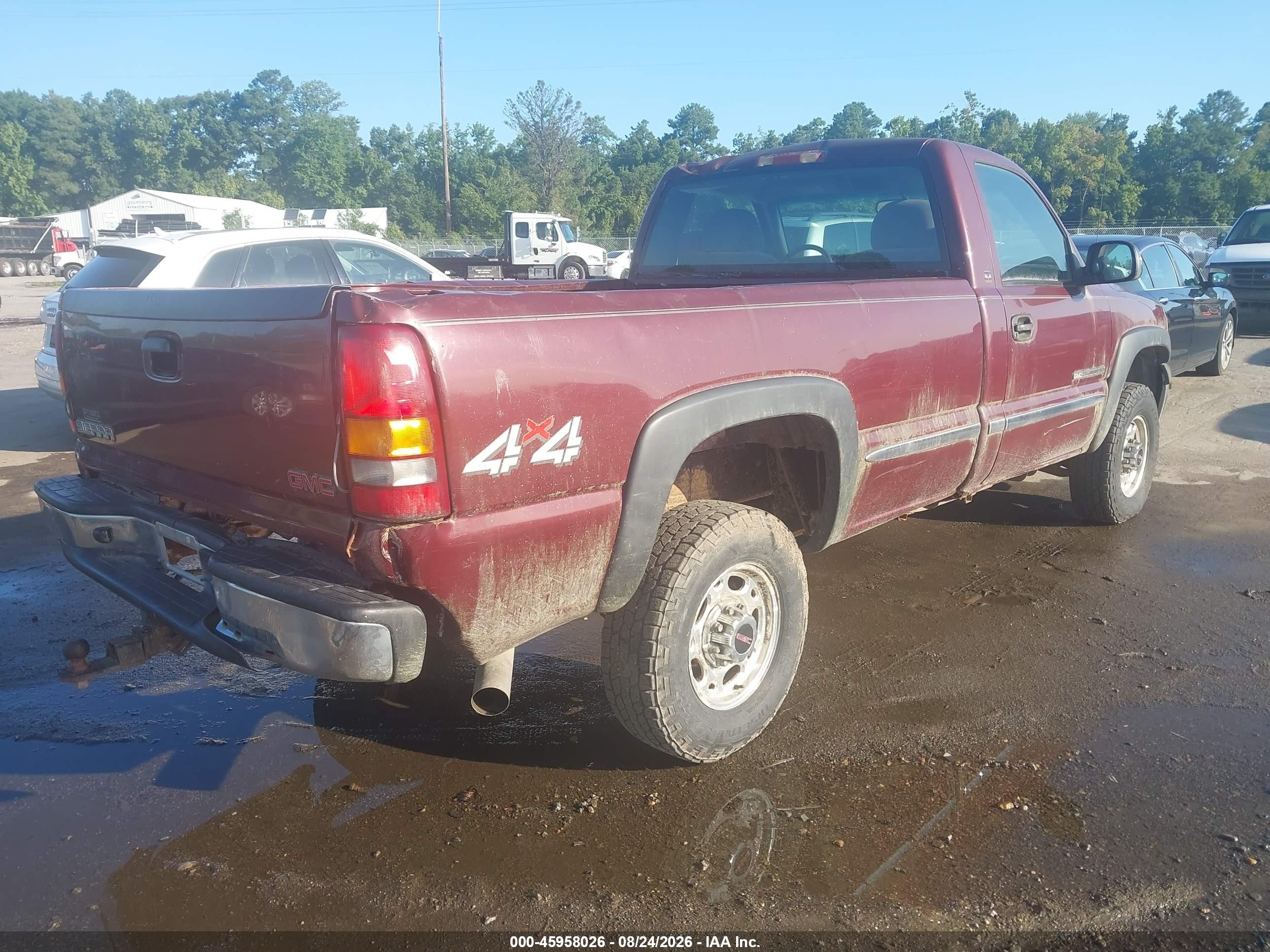 2002 Gmc Sierra 2500hd Sle Burgundy vin: 1GTHK24U82E303443