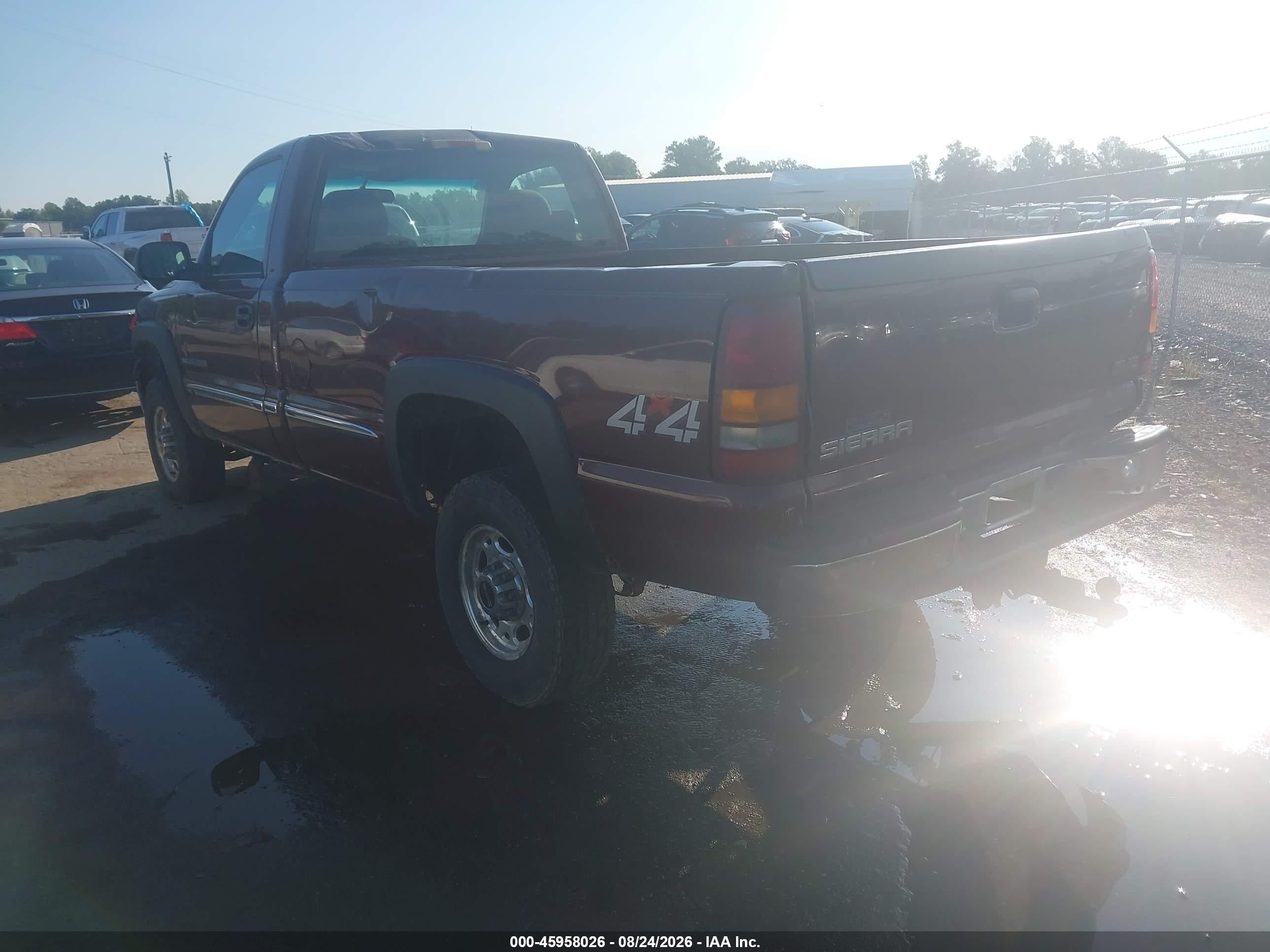 2002 Gmc Sierra 2500hd Sle Burgundy vin: 1GTHK24U82E303443
