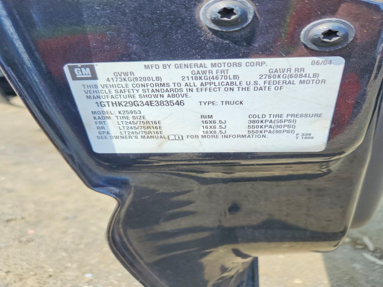2004 Gmc Sierra K2500 Heavy Duty Black vin: 1GTHK29G34E383546