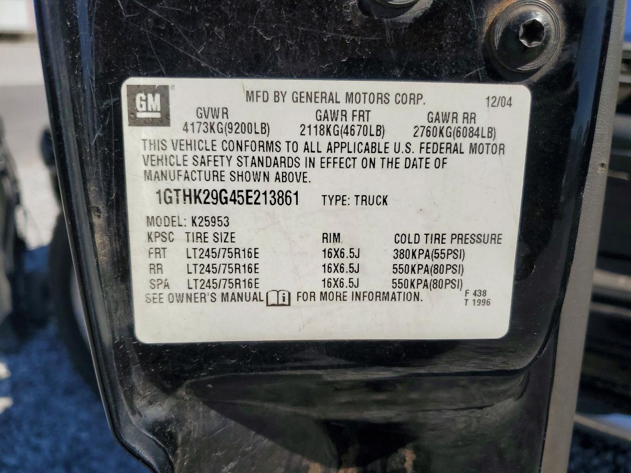 2005 Gmc Sierra K2500 Heavy Duty Black vin: 1GTHK29G45E213861