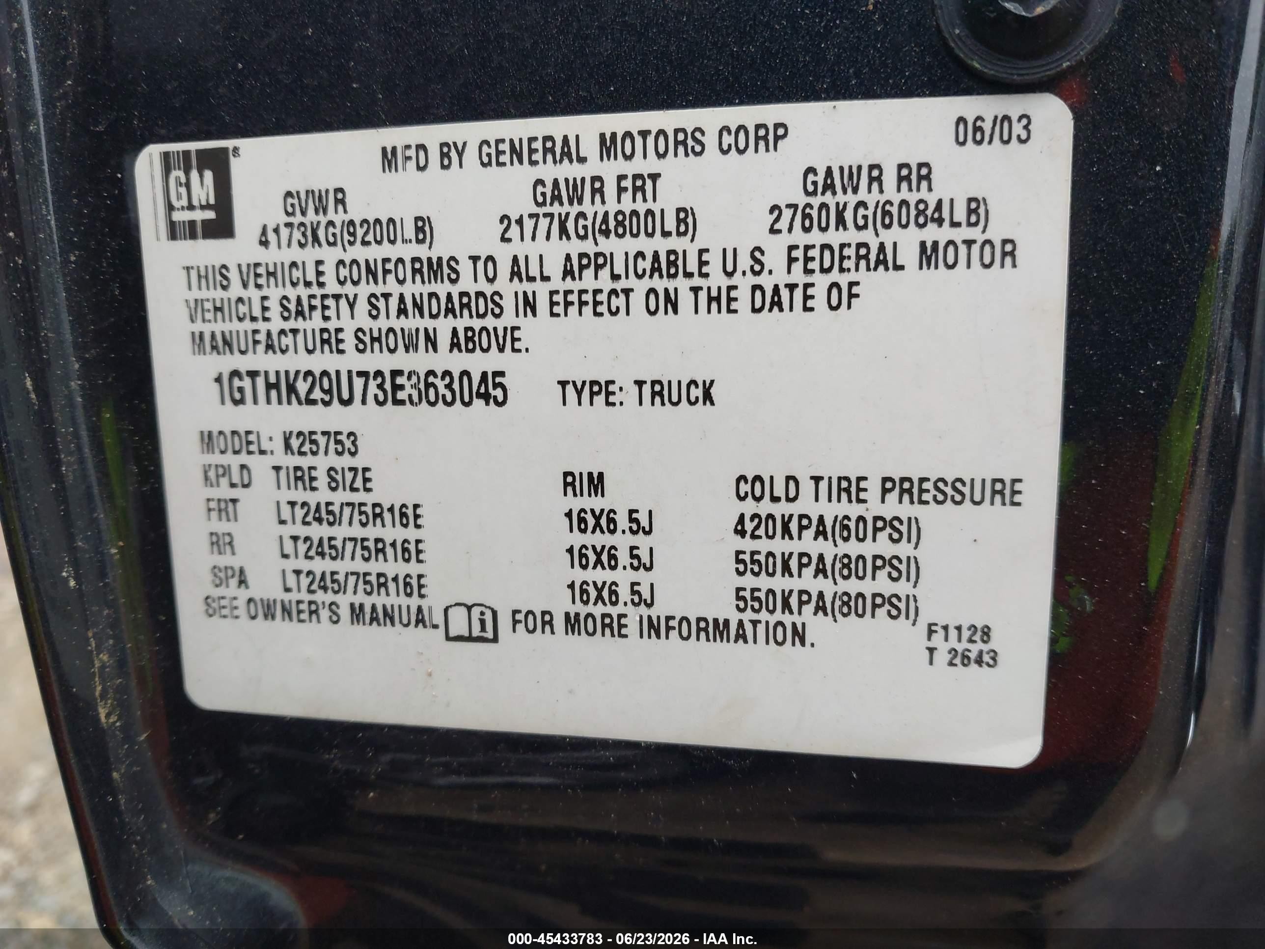 2003 Gmc Sierra 2500hd Slt Black vin: 1GTHK29U73E363045