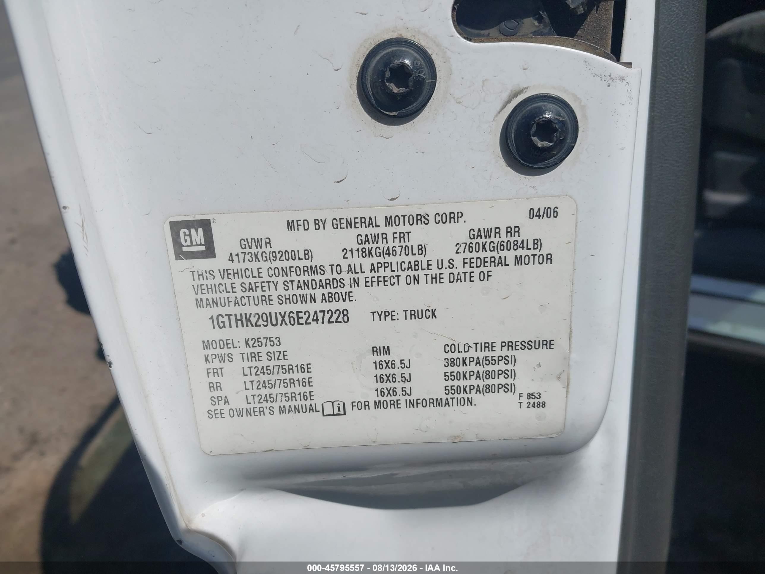 2006 Gmc Sierra 2500hd Sle1 Белый vin: 1GTHK29UX6E247228