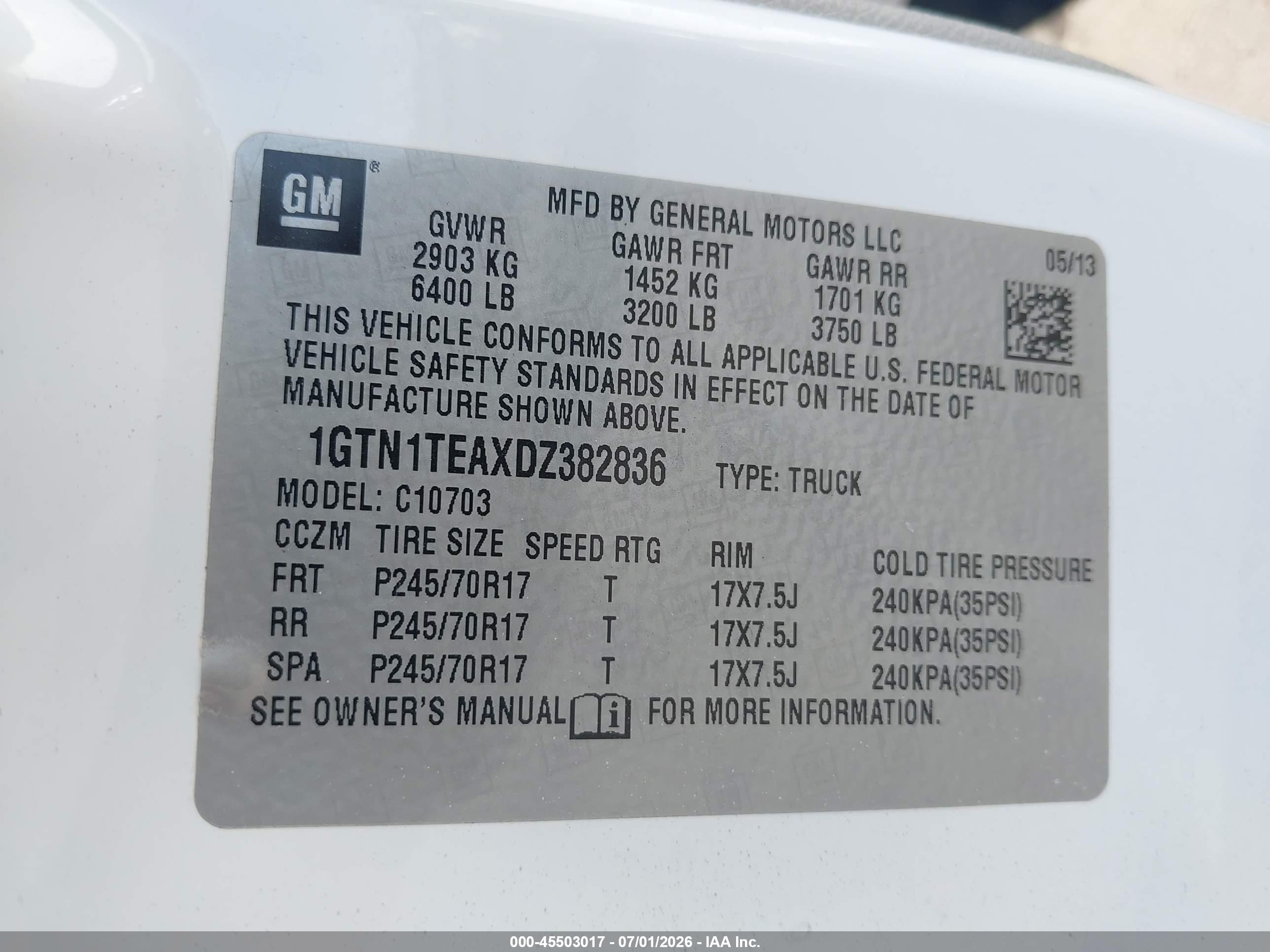 2013 Gmc Sierra 1500 Work Truck White vin: 1GTN1TEAXDZ382836