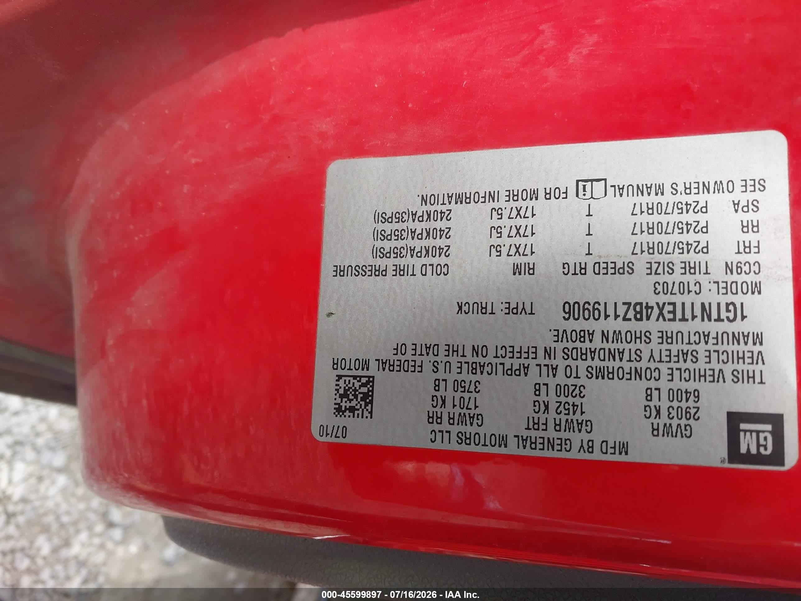 2011 Gmc Sierra 1500 Work Truck Red vin: 1GTN1TEX4BZ119906