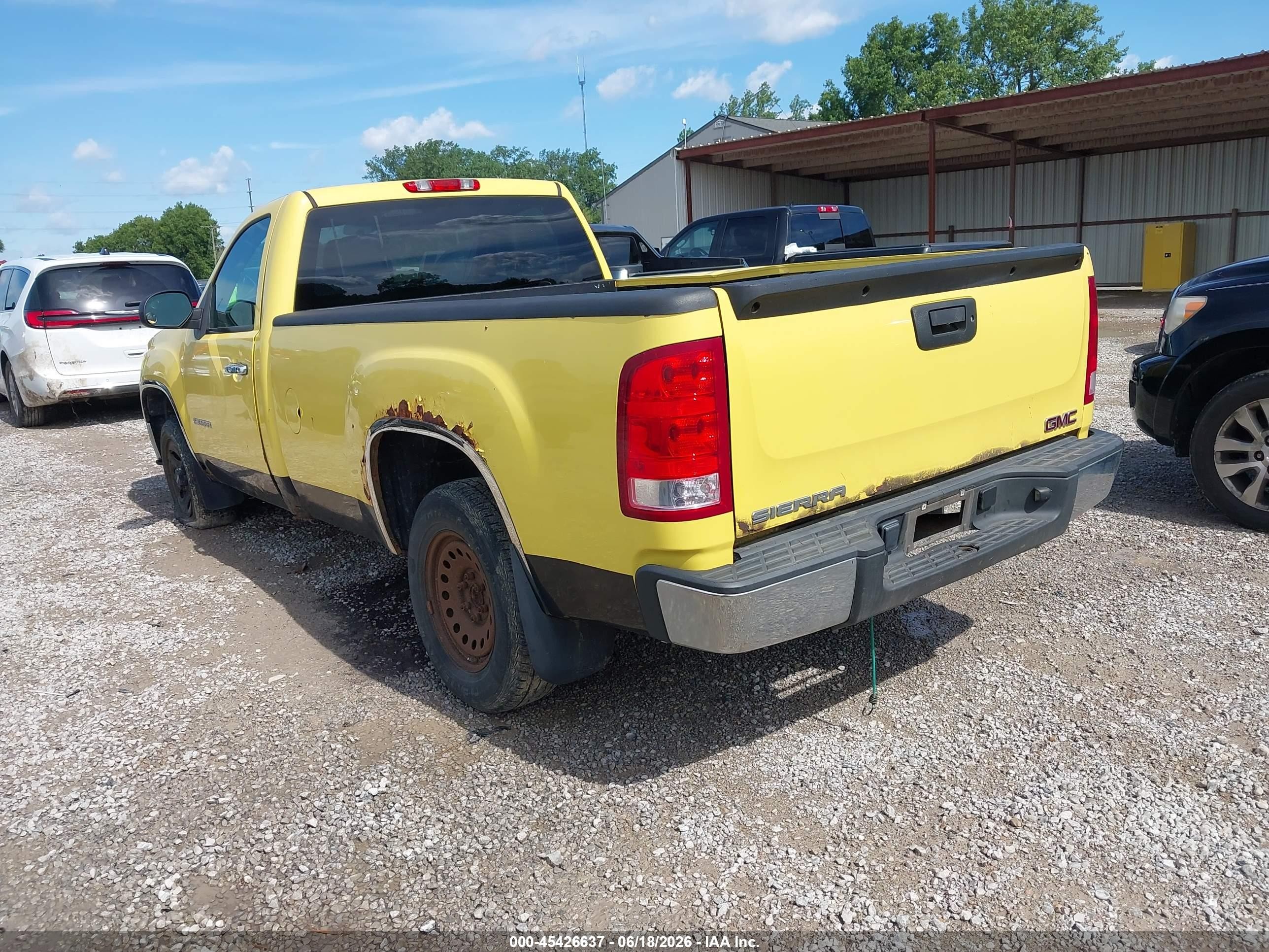 2012 Gmc Sierra 1500 Work Truck Yellow vin: 1GTN1TEX8CZ307314