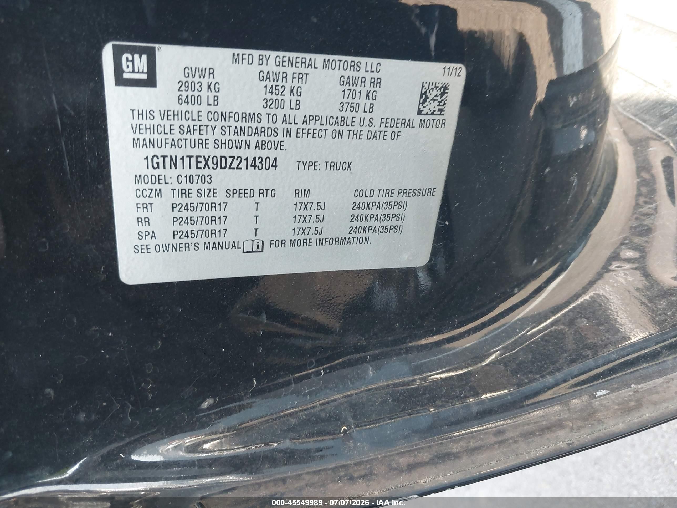 2013 Gmc Sierra 1500 Work Truck Black vin: 1GTN1TEX9DZ214304