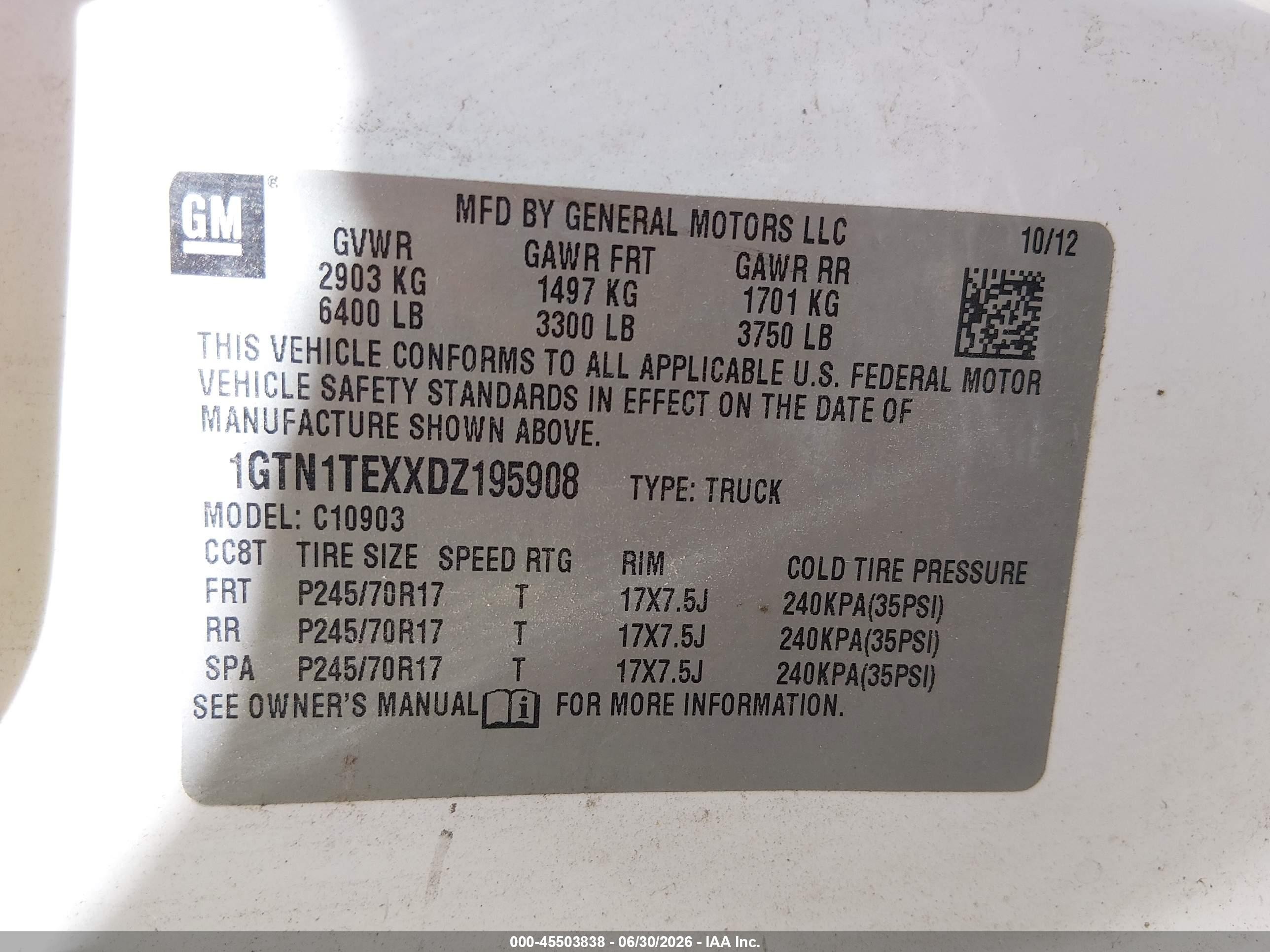 2013 Gmc Sierra 1500 Work Truck Белый vin: 1GTN1TEXXDZ195908