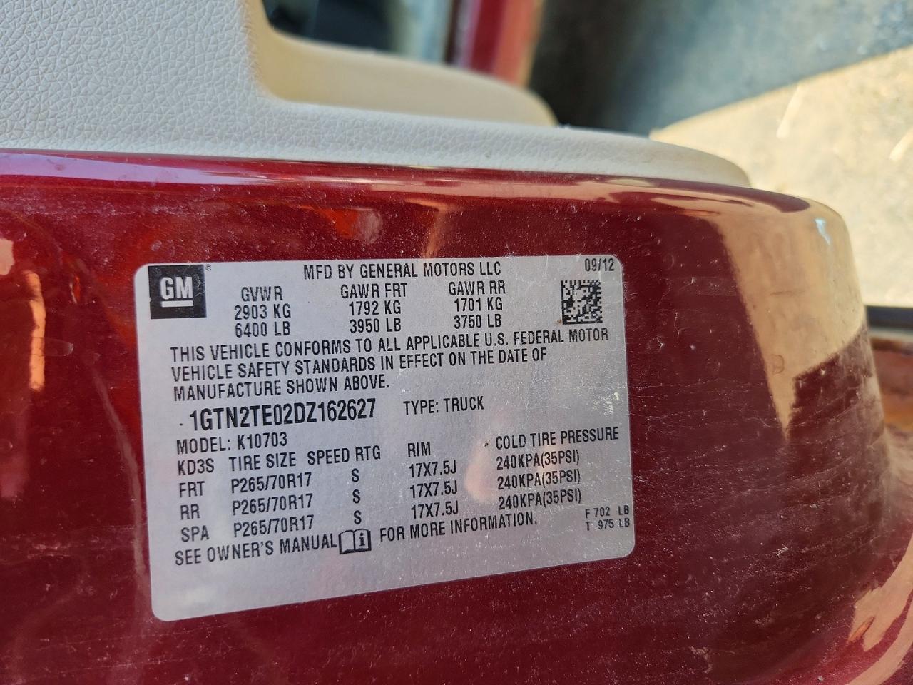 2013 Gmc Sierra K1500 Burgundy vin: 1GTN2TE02DZ162627