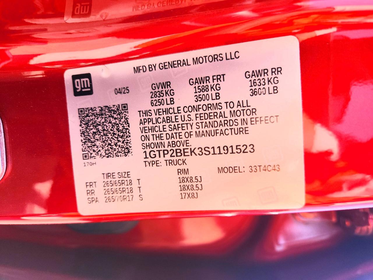 2025 Gmc Canyon Elevation Red vin: 1GTP2BEK3S1191523