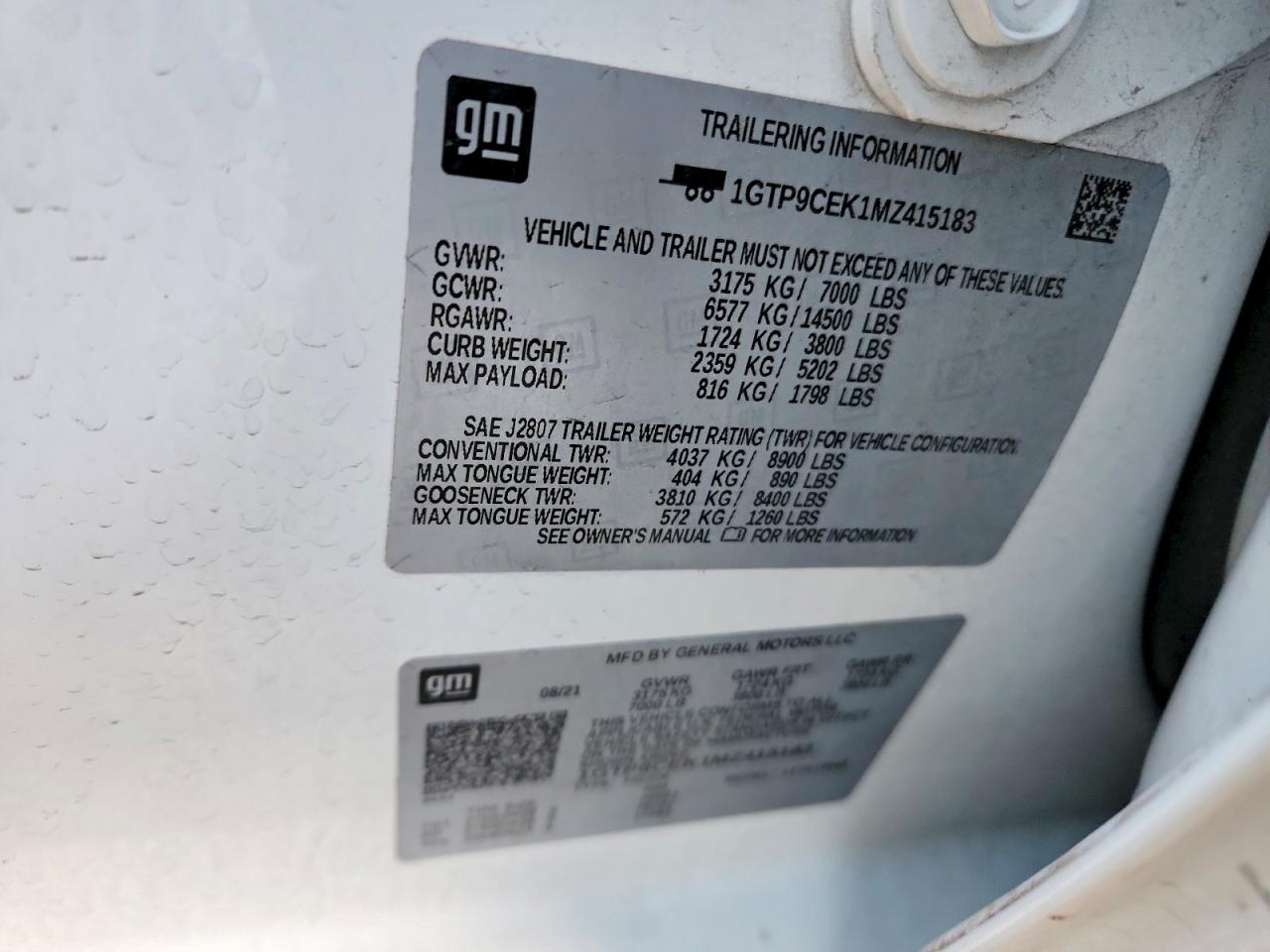 2021 Gmc Sierra K1500 Elevation White vin: 1GTP9CEK1MZ415183