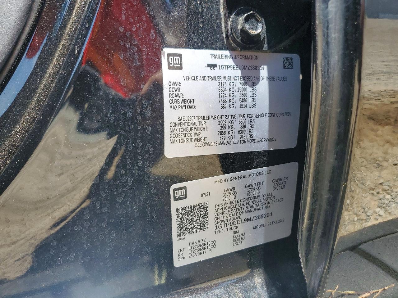 2021 Gmc Sierra K1500 At4 Black vin: 1GTP9EEL9MZ388304