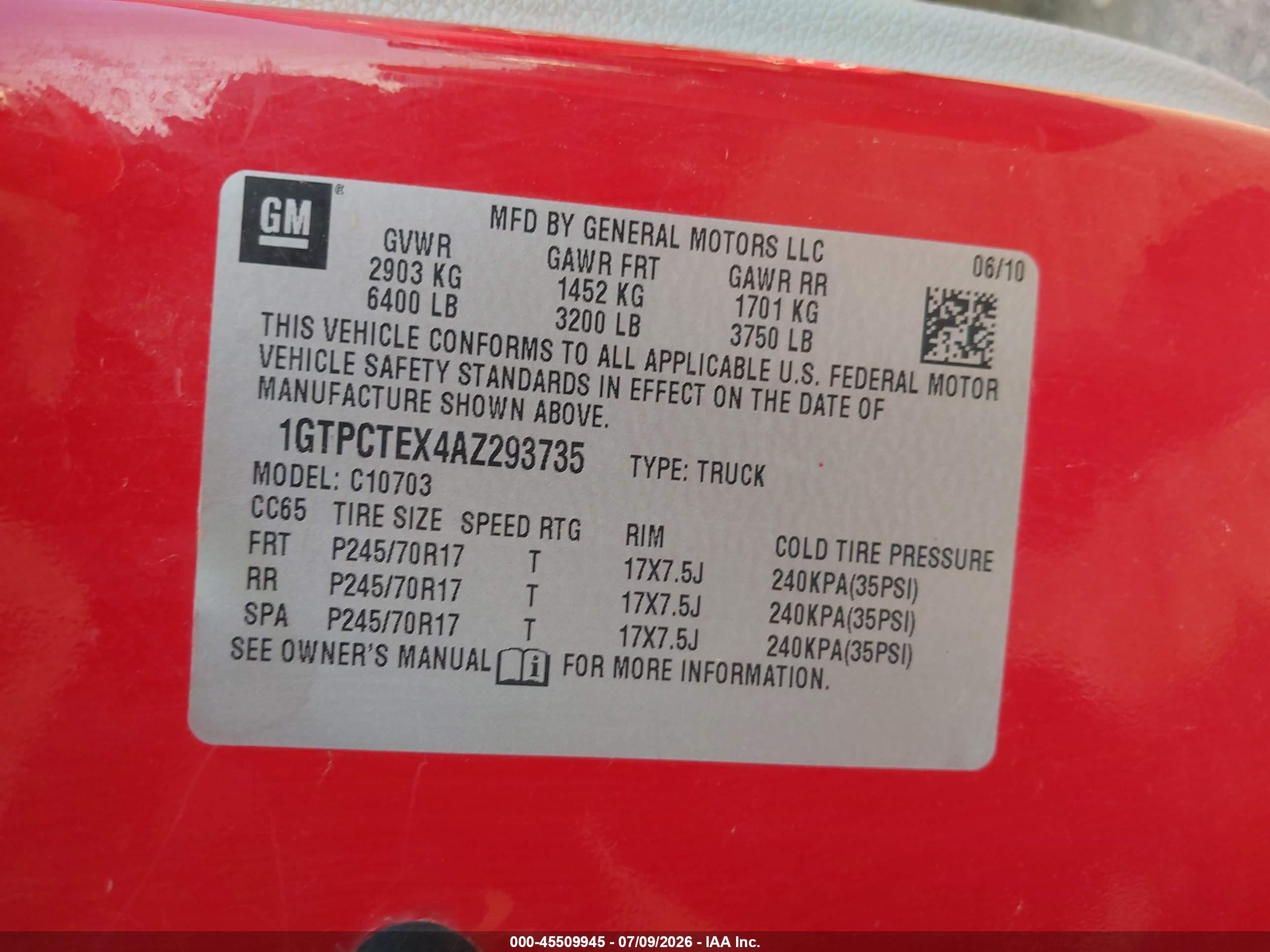 2010 Gmc Sierra 1500 Work Truck Red vin: 1GTPCTEX4AZ293735