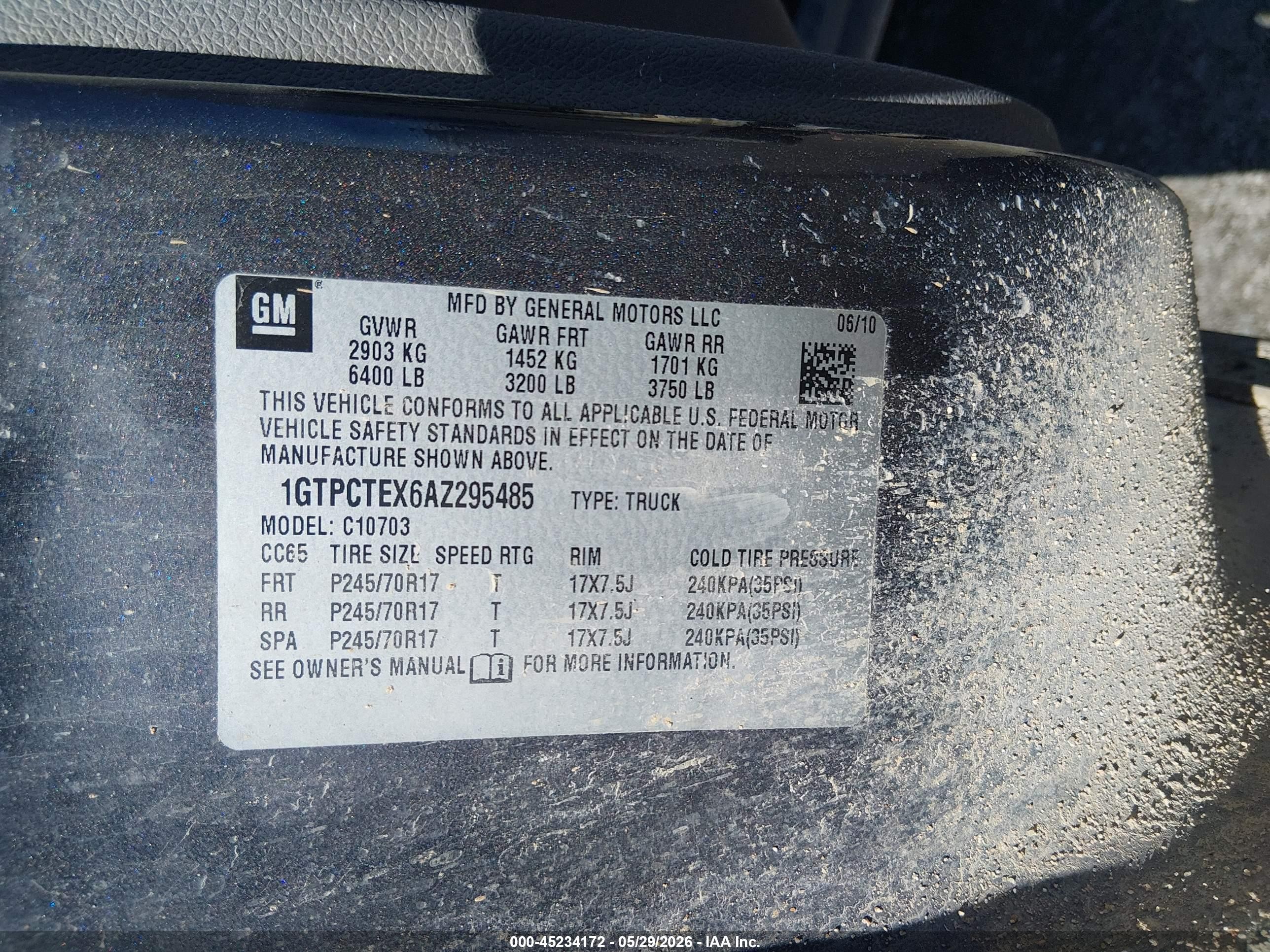 2010 Gmc Sierra 1500 Work Truck Black vin: 1GTPCTEX6AZ295485