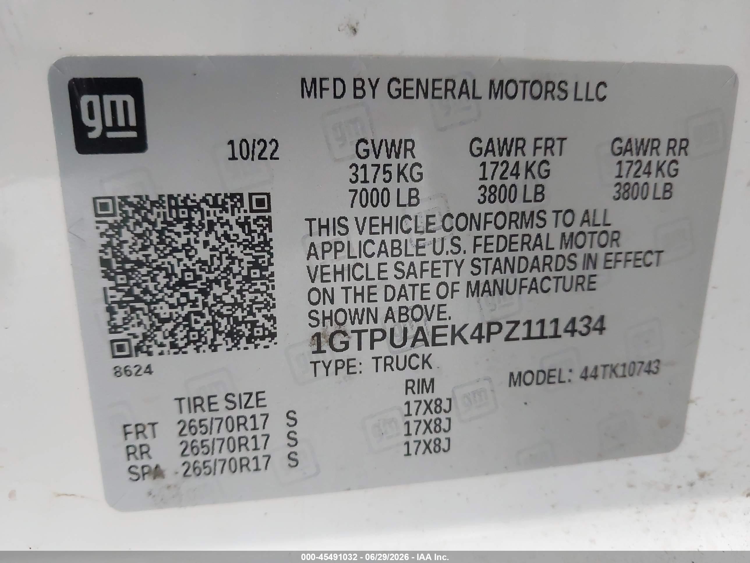 2023 Gmc Sierra 1500 4wd  Standard Box Pro Белый vin: 1GTPUAEK4PZ111434