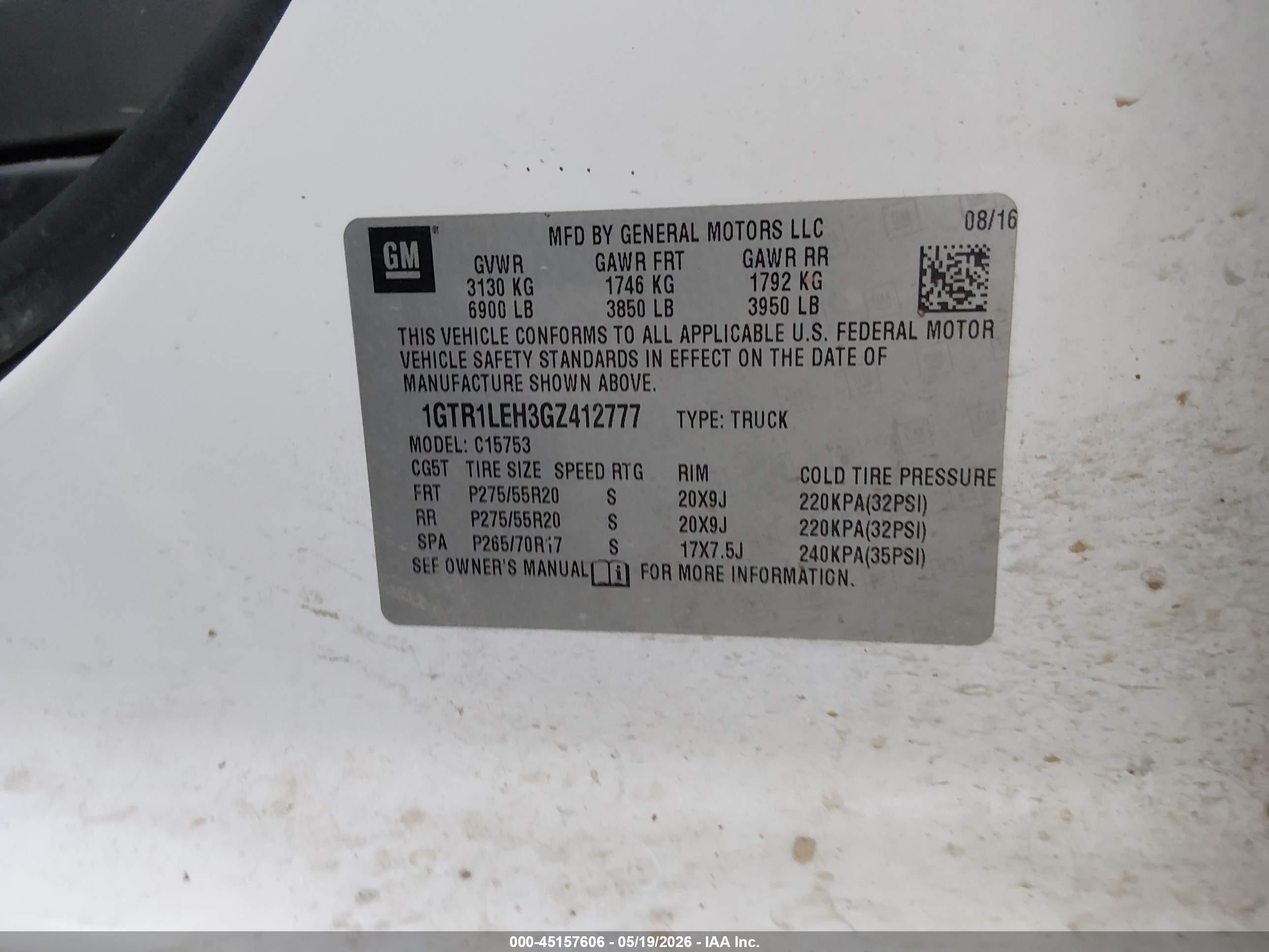 2016 Gmc Sierra 1500 Белый vin: 1GTR1LEH3GZ412777