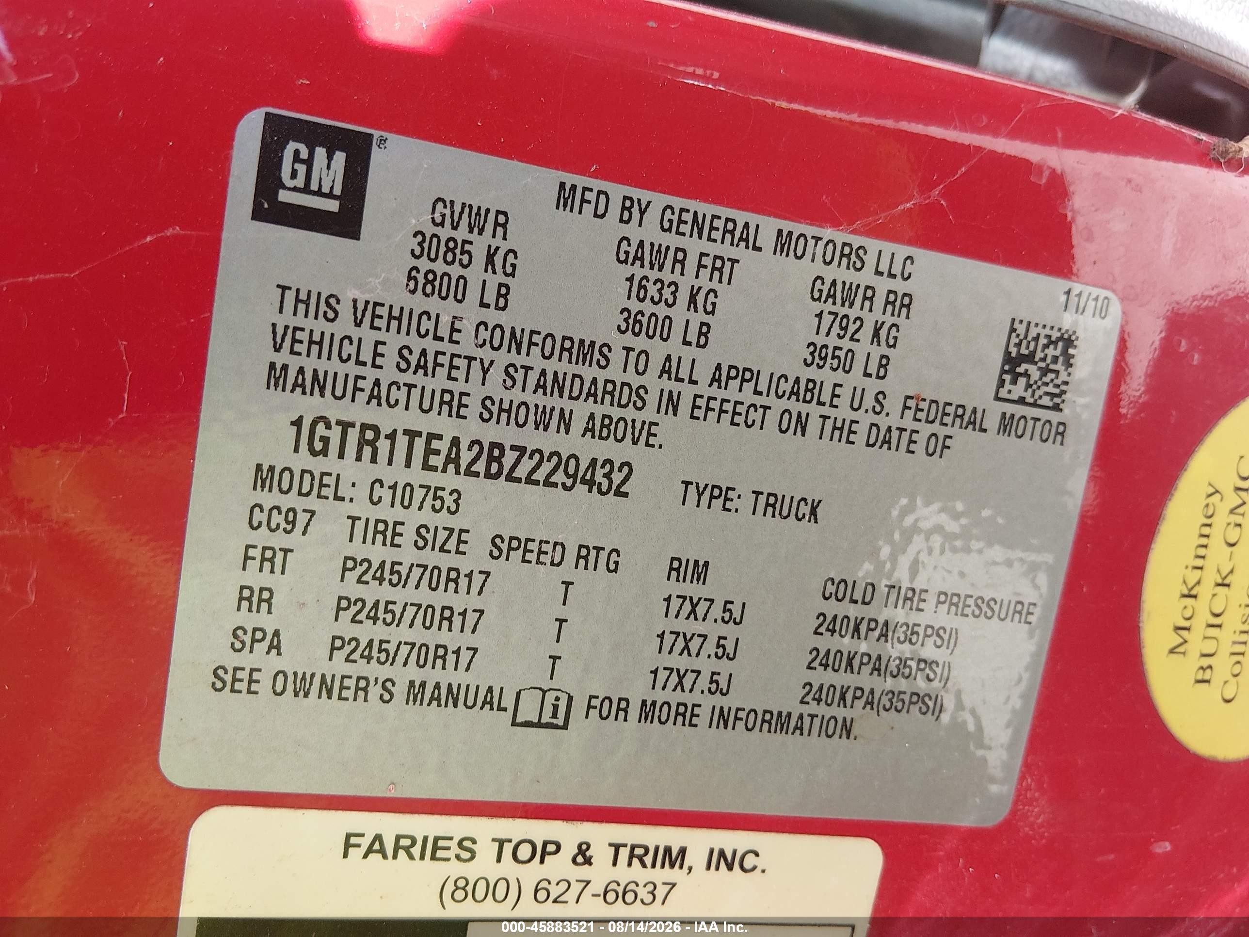 2011 Gmc Sierra 1500 Work Truck Красный vin: 1GTR1TEA2BZ229432
