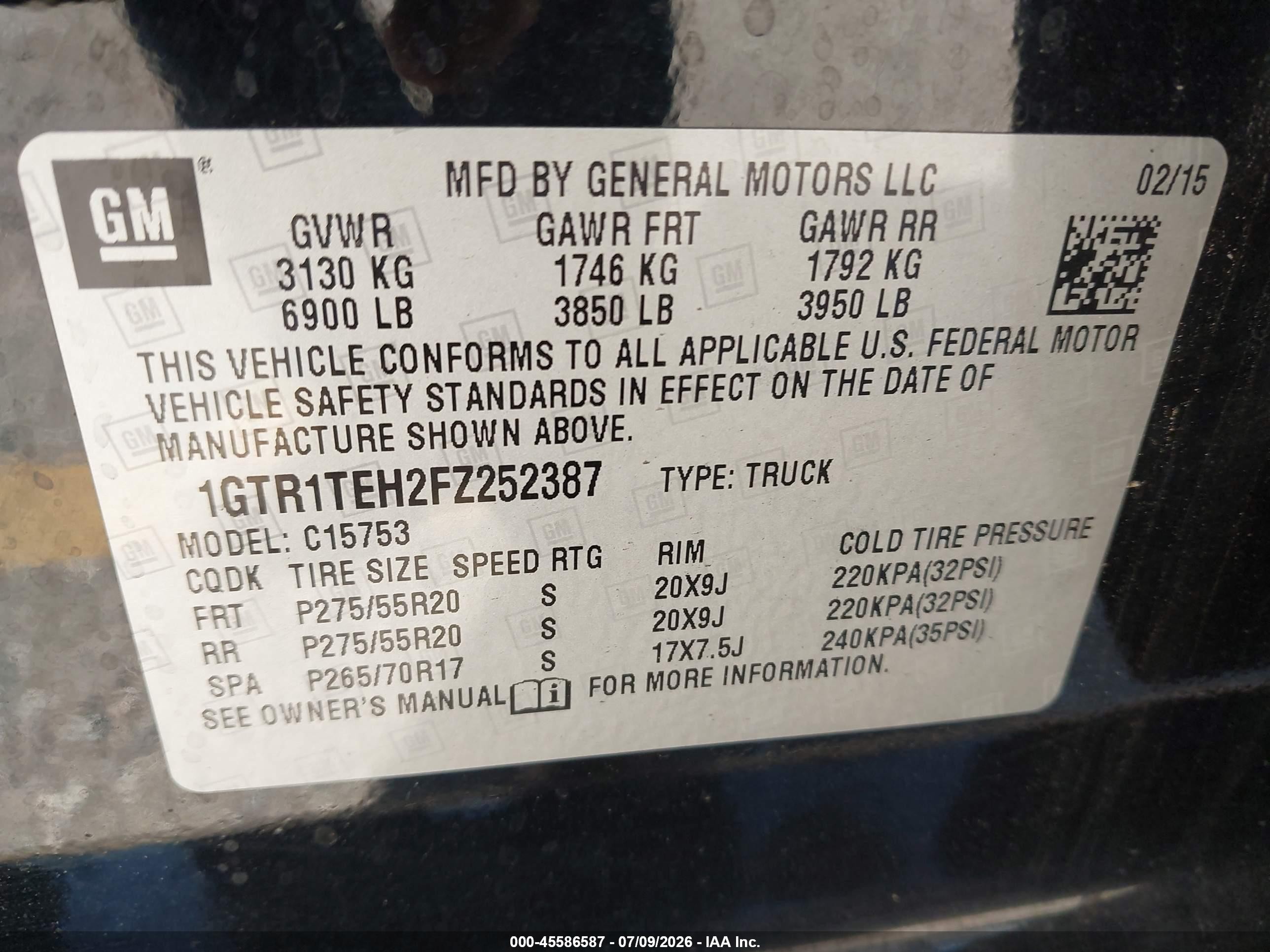 2015 Gmc Sierra 1500 Black vin: 1GTR1TEH2FZ252387