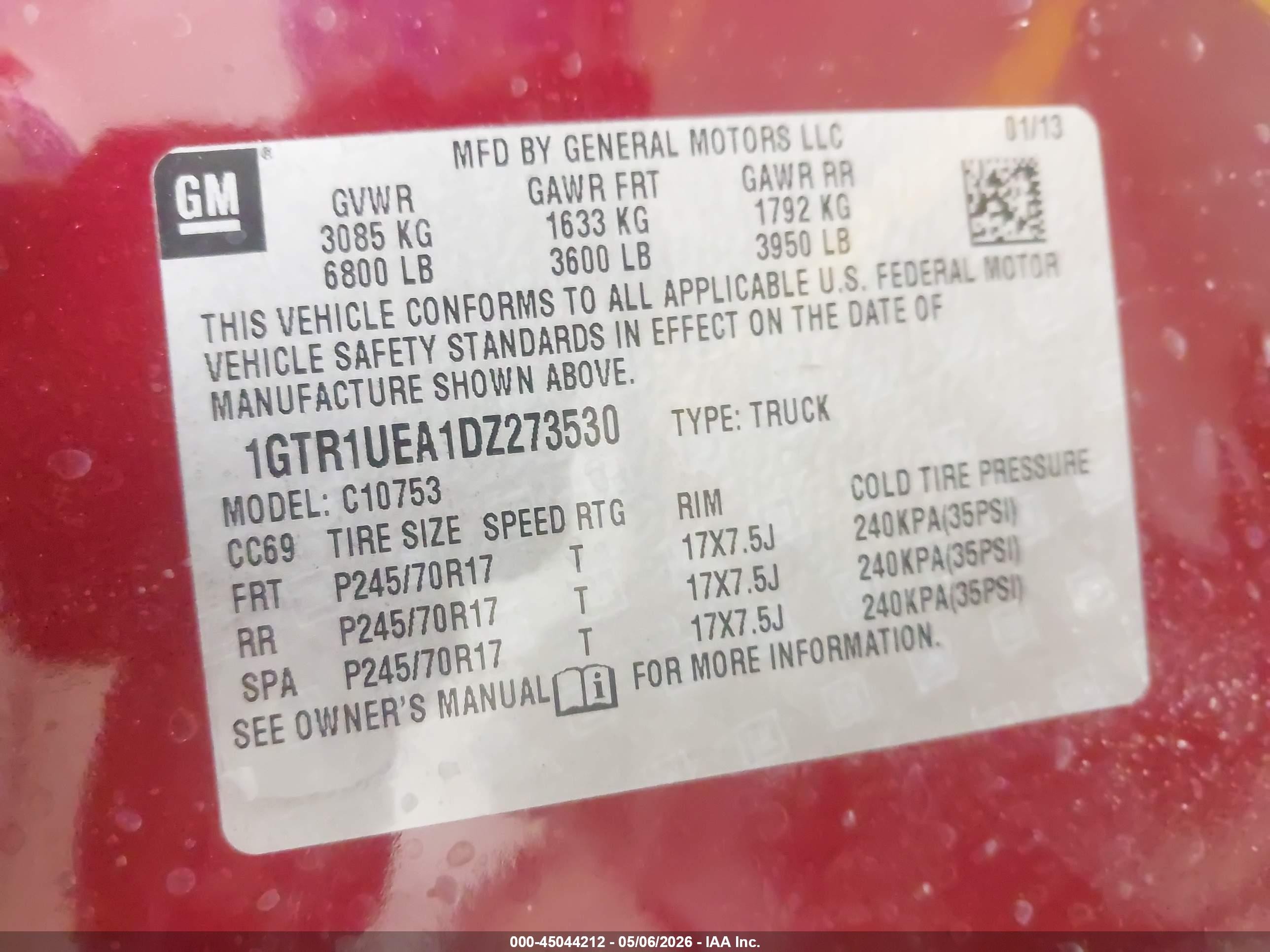 2013 Gmc Sierra 1500 Sl Red vin: 1GTR1UEA1DZ273530