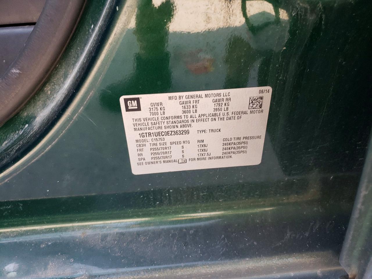 2014 Gmc Sierra C1500 Sle Green vin: 1GTR1UEC0EZ363299