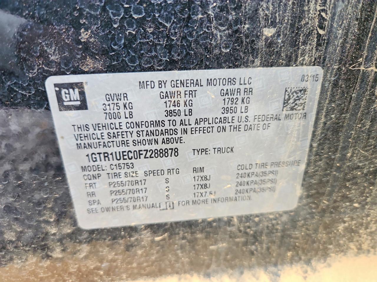 2015 Gmc Sierra C1500 Sle Black vin: 1GTR1UEC0FZ288878