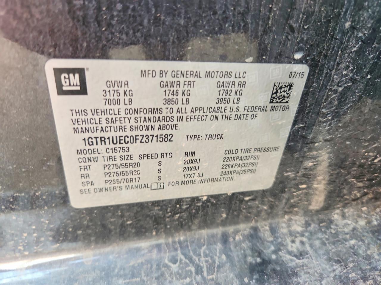2015 Gmc Sierra C1500 Sle Black vin: 1GTR1UEC0FZ371582