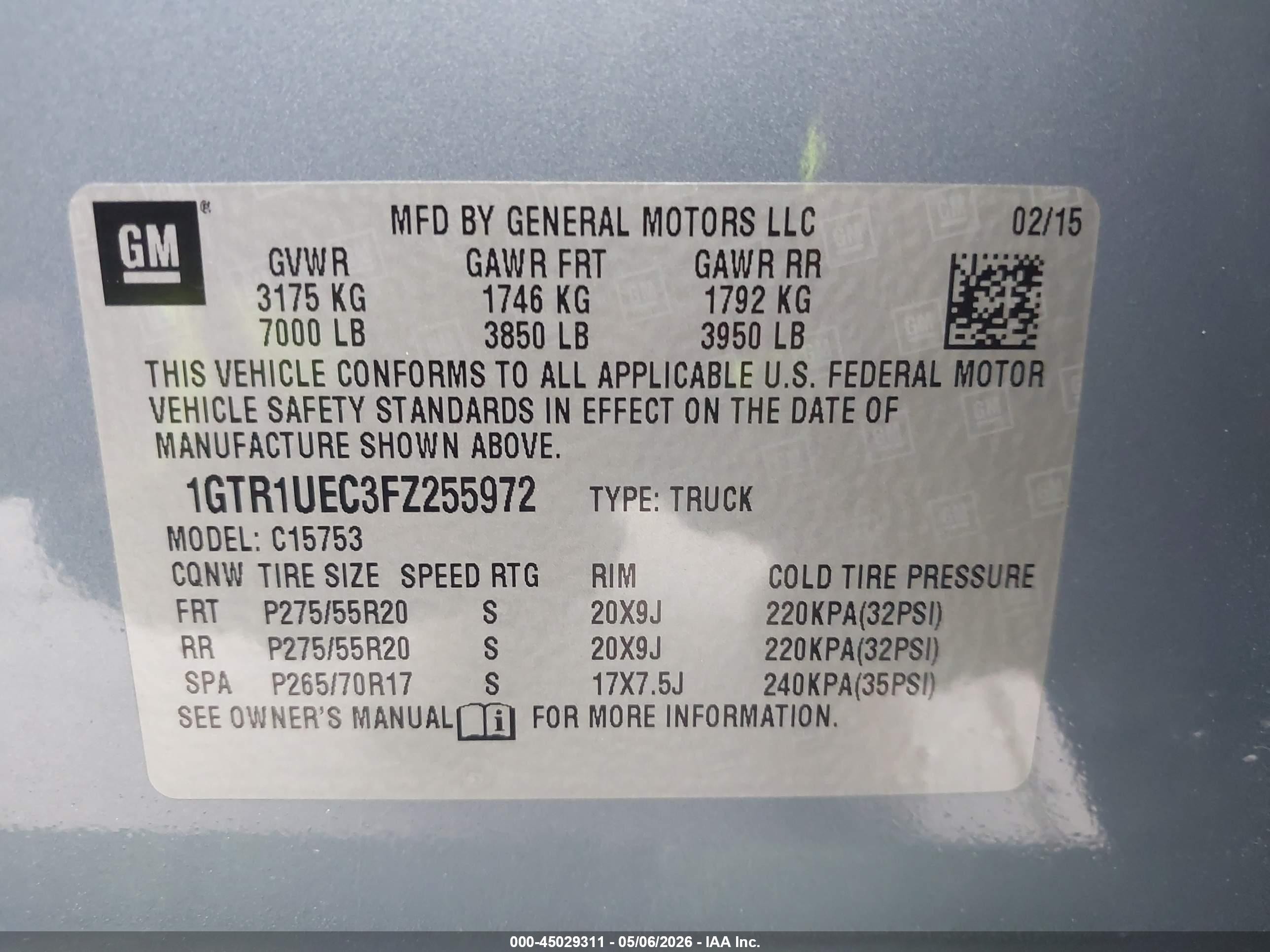 2015 Gmc Sierra 1500 Sle Синий vin: 1GTR1UEC3FZ255972