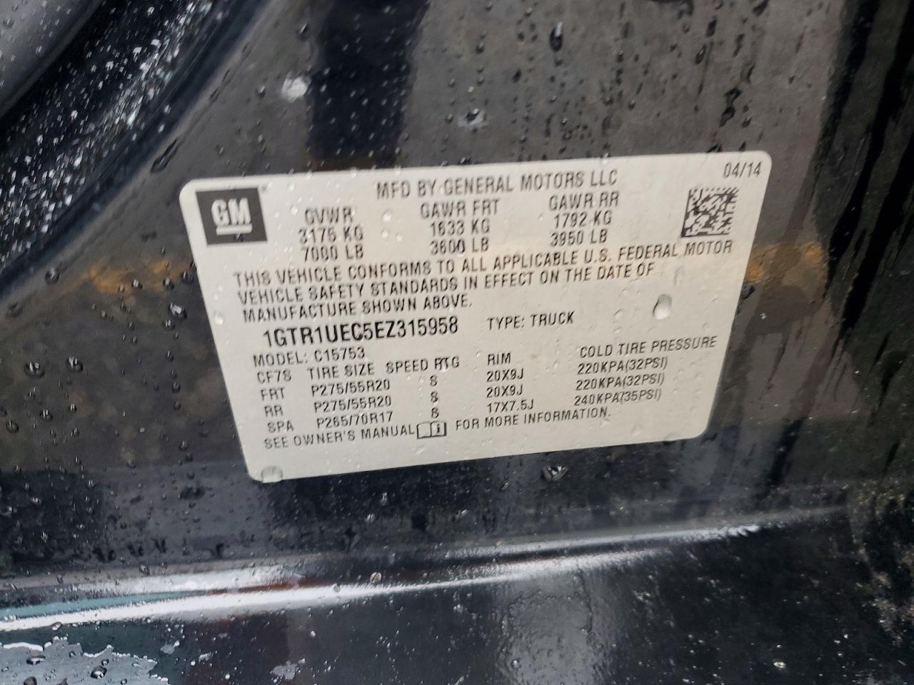 2014 Gmc Sierra C1500 Sle Black vin: 1GTR1UEC5EZ315958