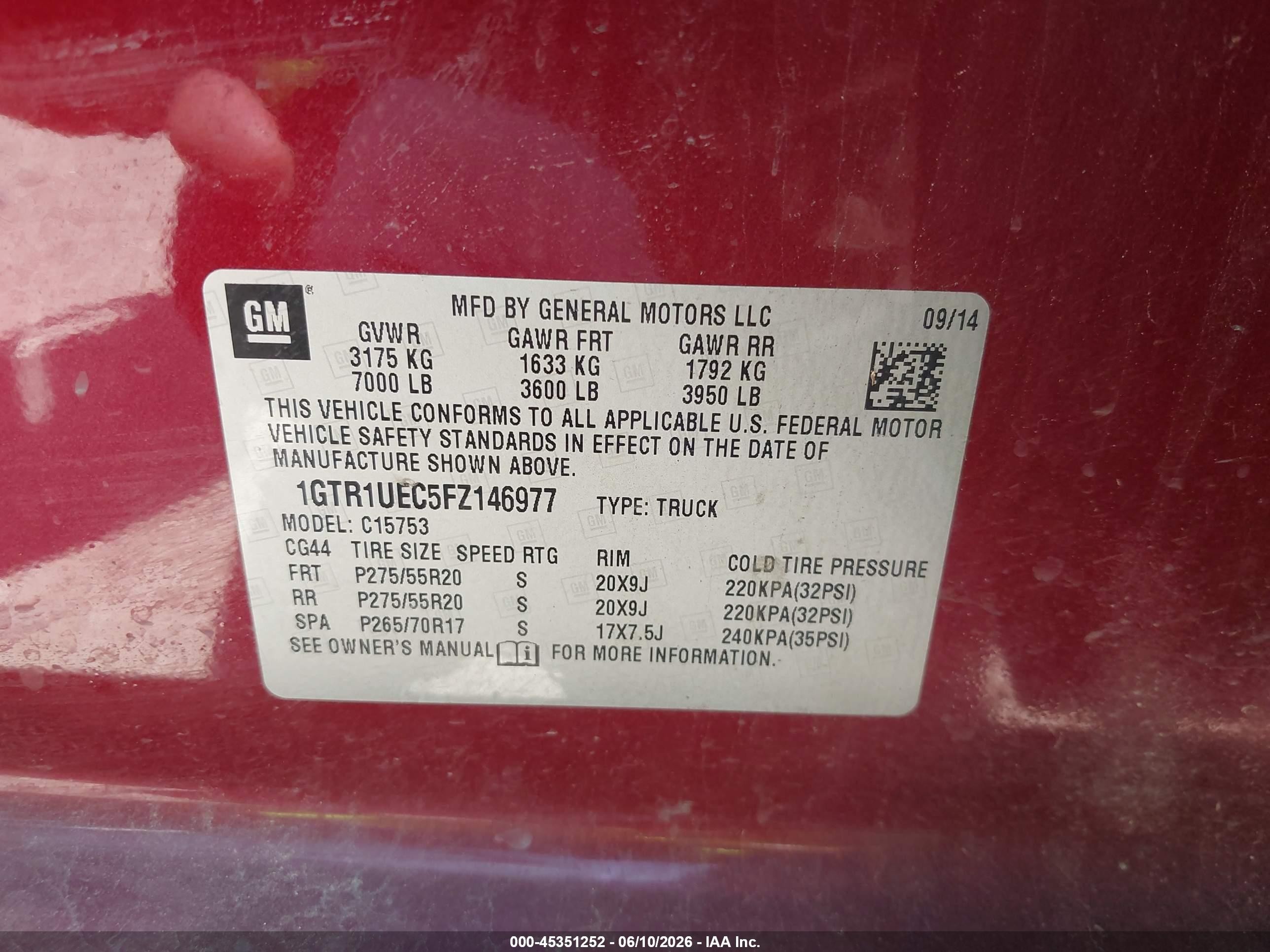 2015 Gmc Sierra 1500 Sle Red vin: 1GTR1UEC5FZ146977