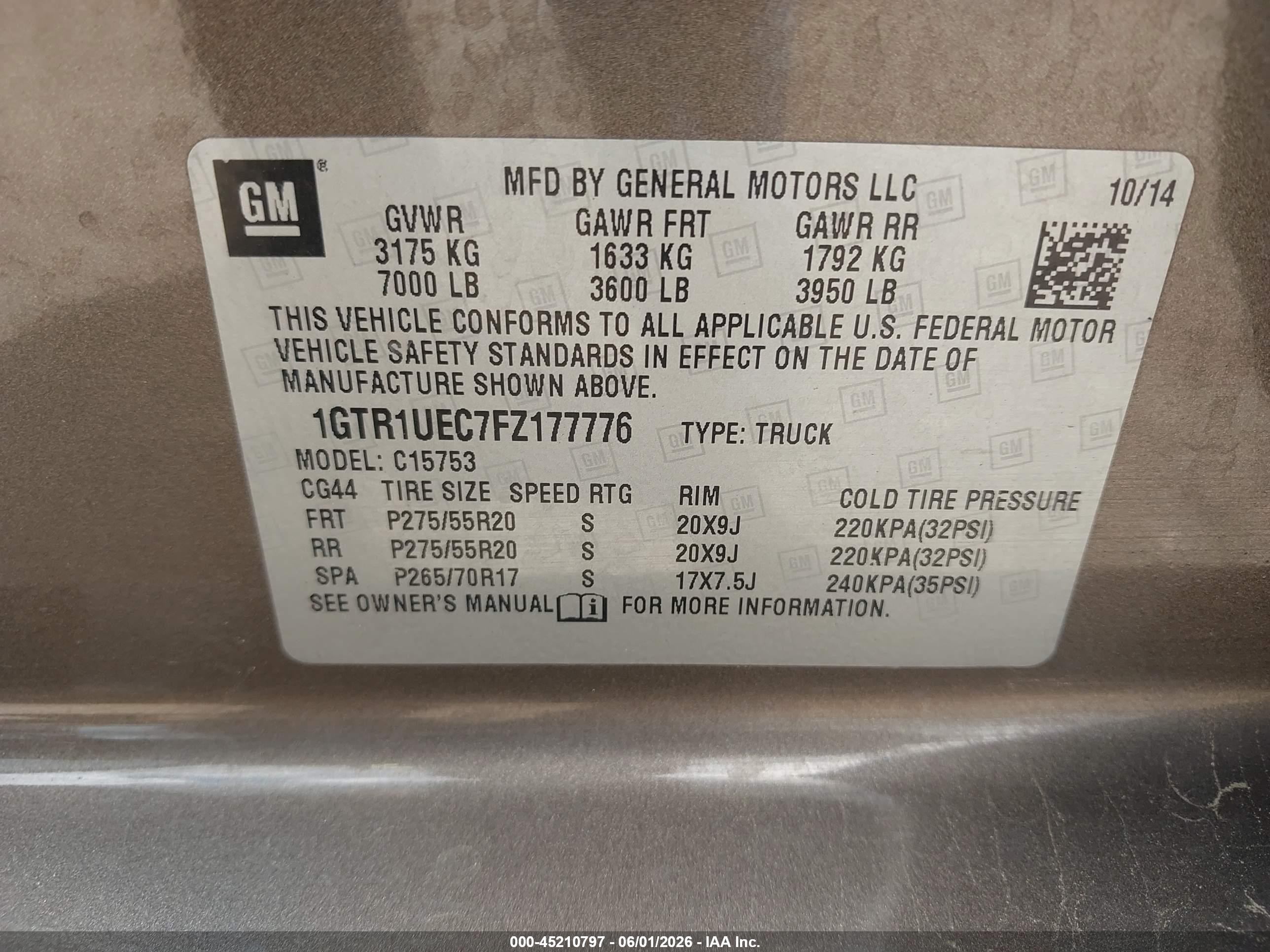2015 Gmc Sierra 1500 Sle Brown vin: 1GTR1UEC7FZ177776
