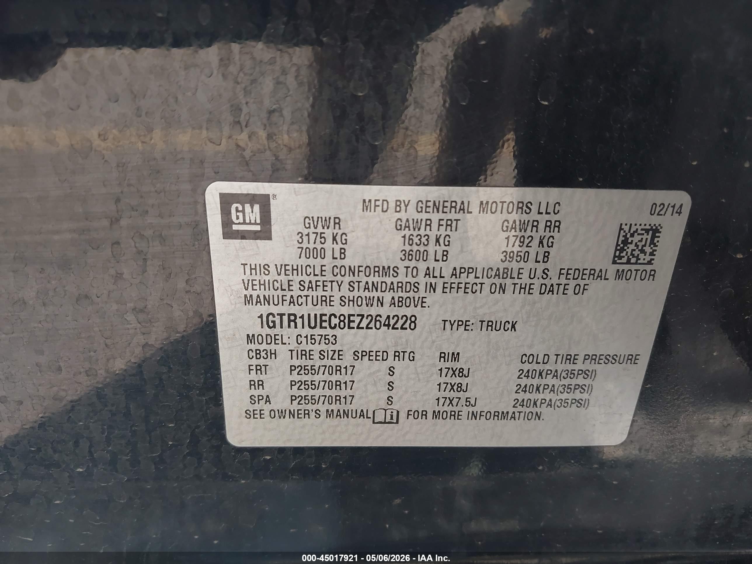 2014 Gmc Sierra 1500 Sle Black vin: 1GTR1UEC8EZ264228