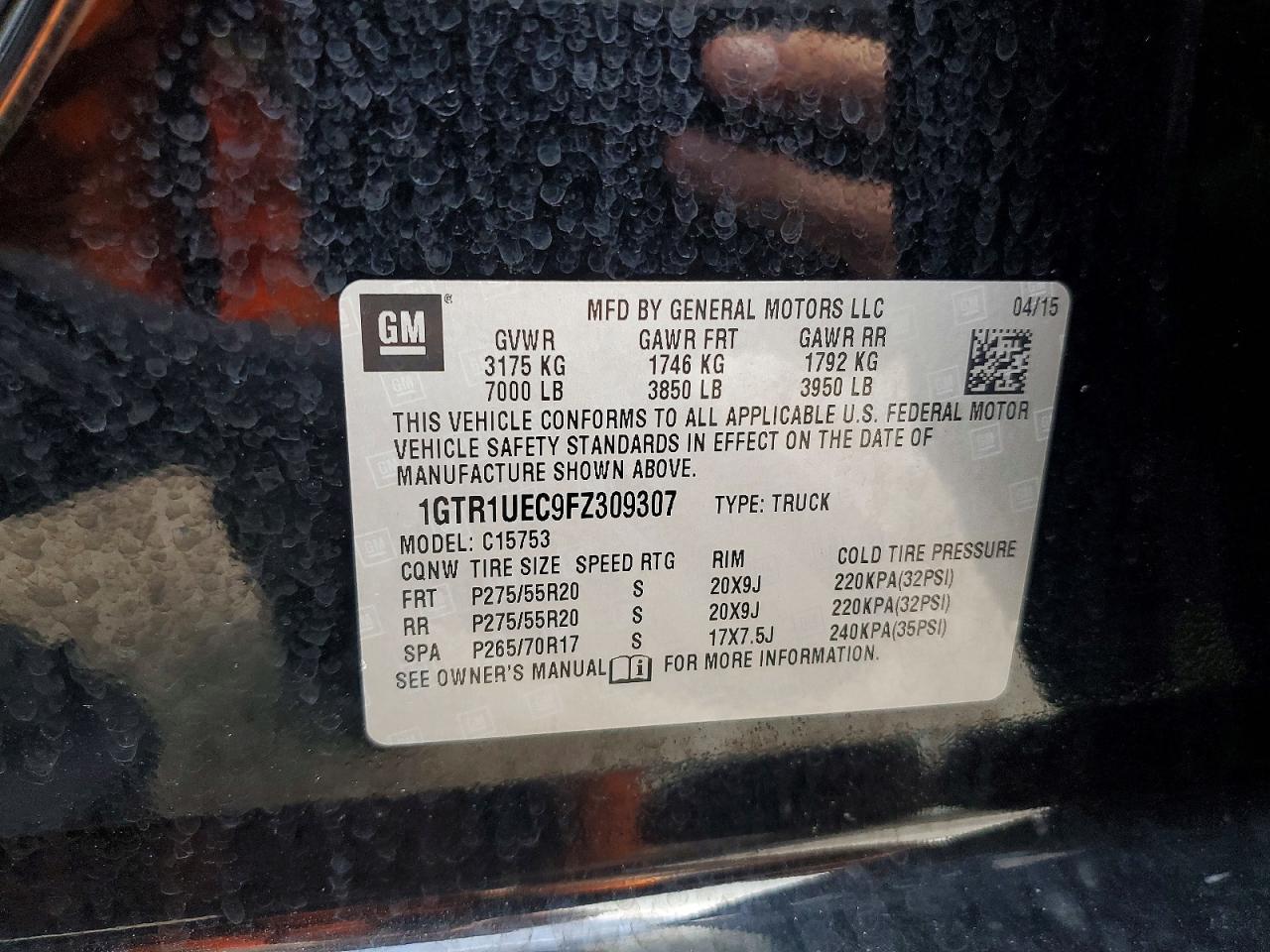 2015 Gmc Sierra C1500 Sle Black vin: 1GTR1UEC9FZ309307