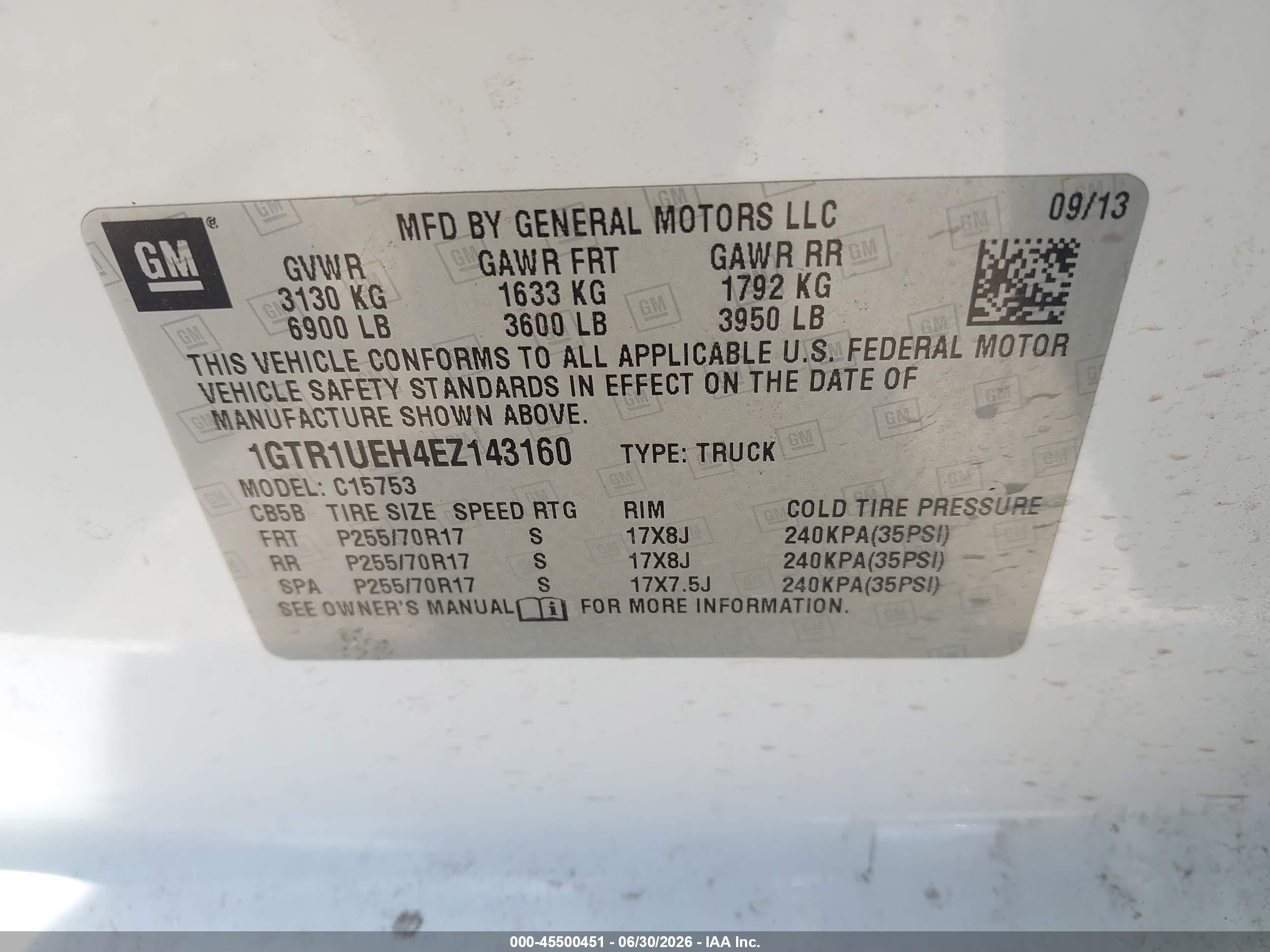2014 Gmc Sierra 1500 Sle White vin: 1GTR1UEH4EZ143160