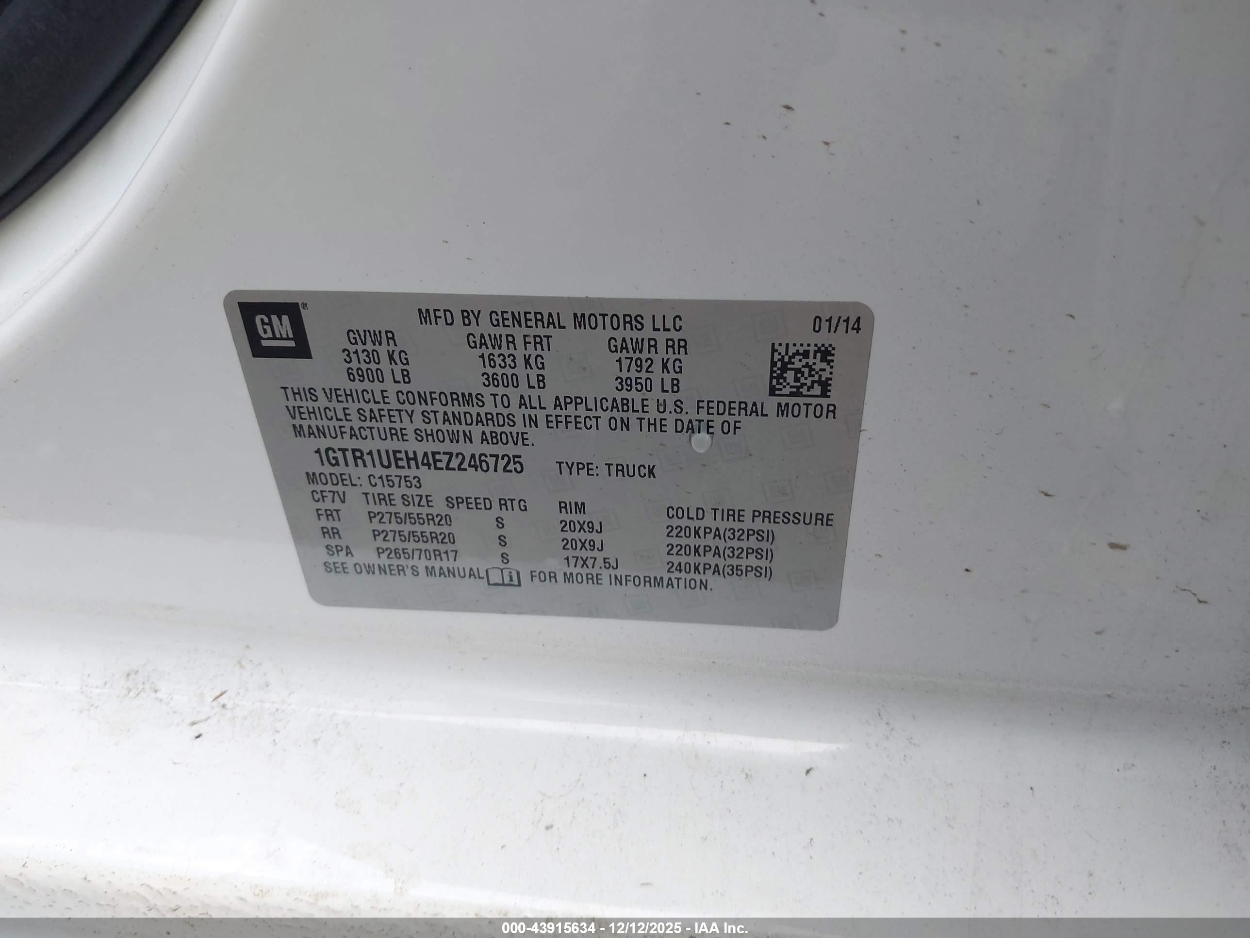 2014 Gmc Sierra 1500 Sle White vin: 1GTR1UEH4EZ246725