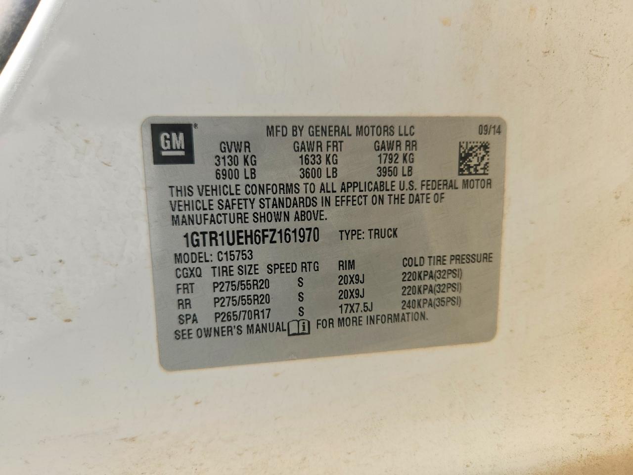 2015 Gmc Sierra C1500 Sle White vin: 1GTR1UEH6FZ161970