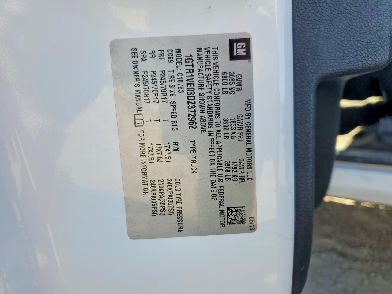 2013 Gmc Sierra C1500 Sle White vin: 1GTR1VE03DZ372962