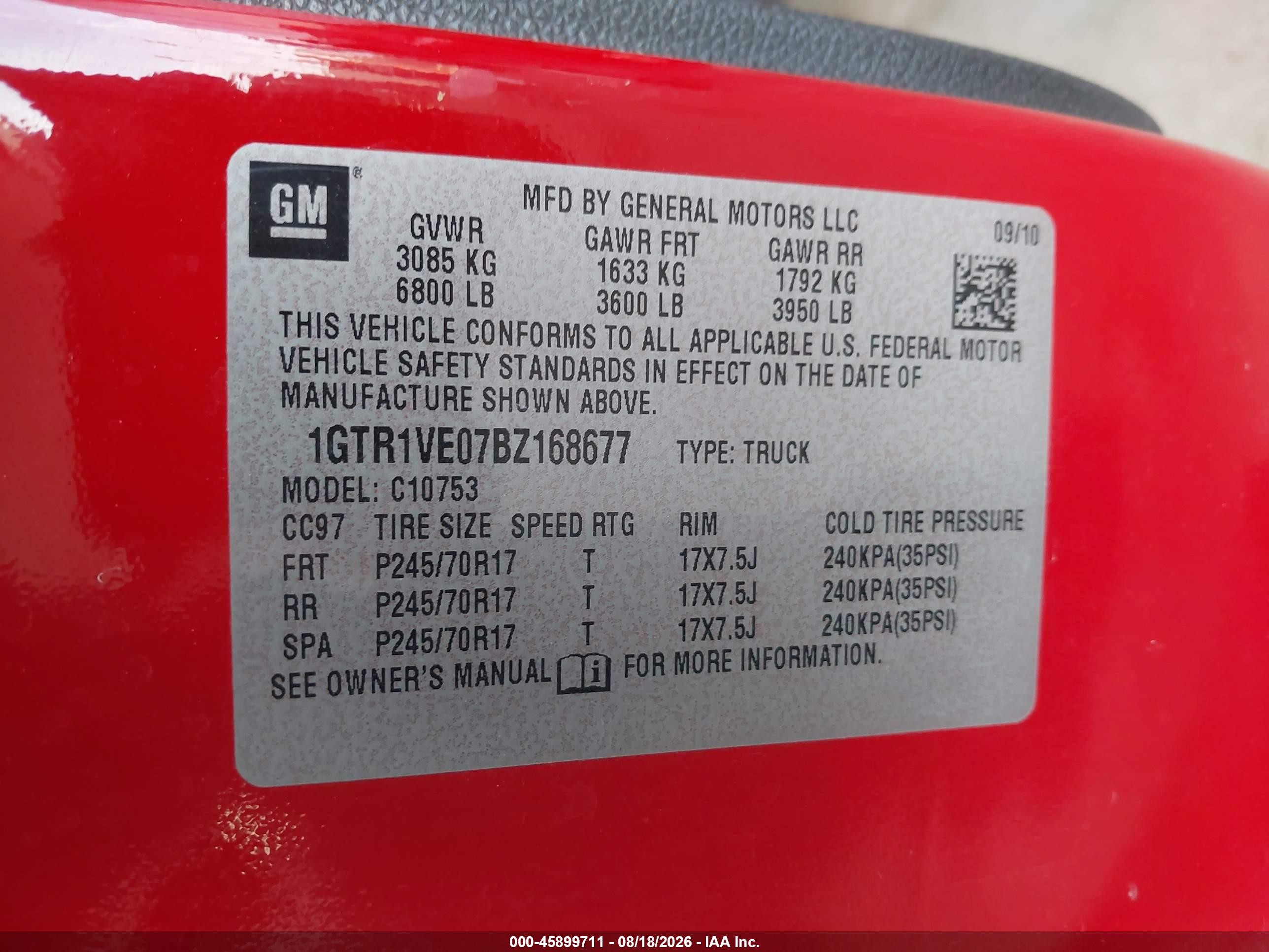 2011 Gmc Sierra 1500 Sle Red vin: 1GTR1VE07BZ168677