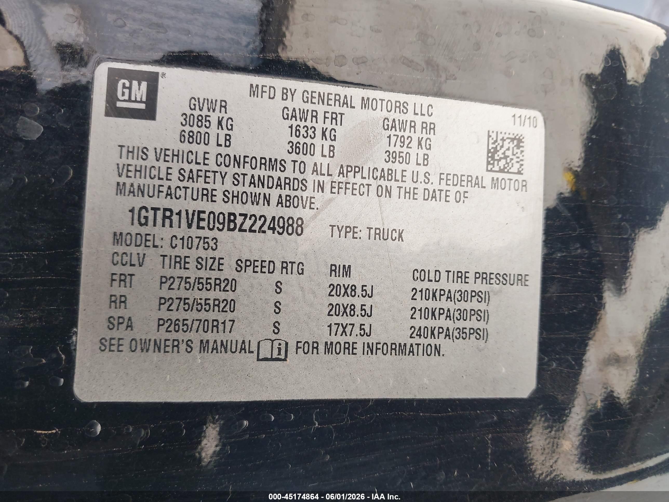 2011 Gmc Sierra 1500 Sle Black vin: 1GTR1VE09BZ224988