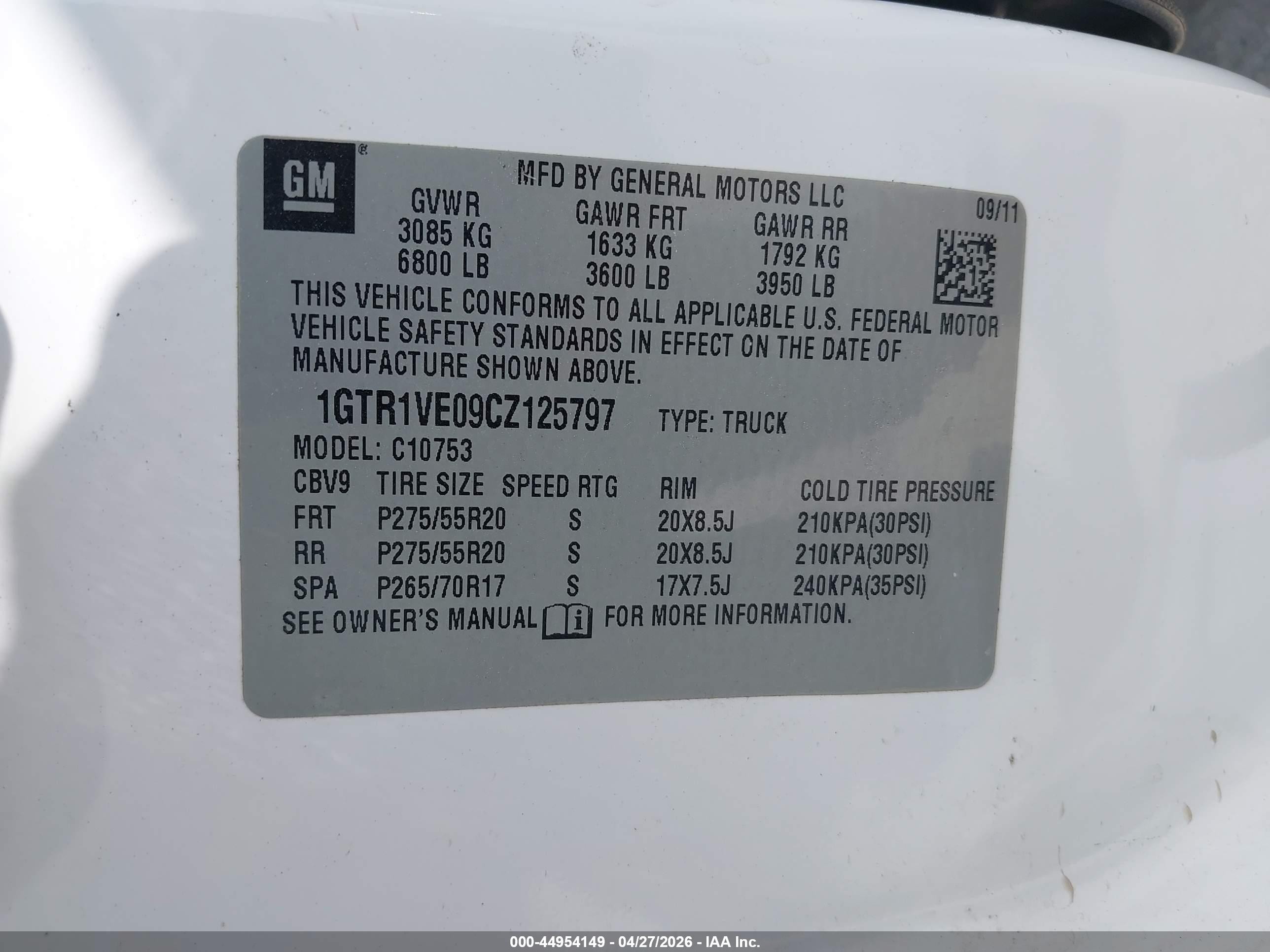 2012 Gmc Sierra 1500 Sle White vin: 1GTR1VE09CZ125797