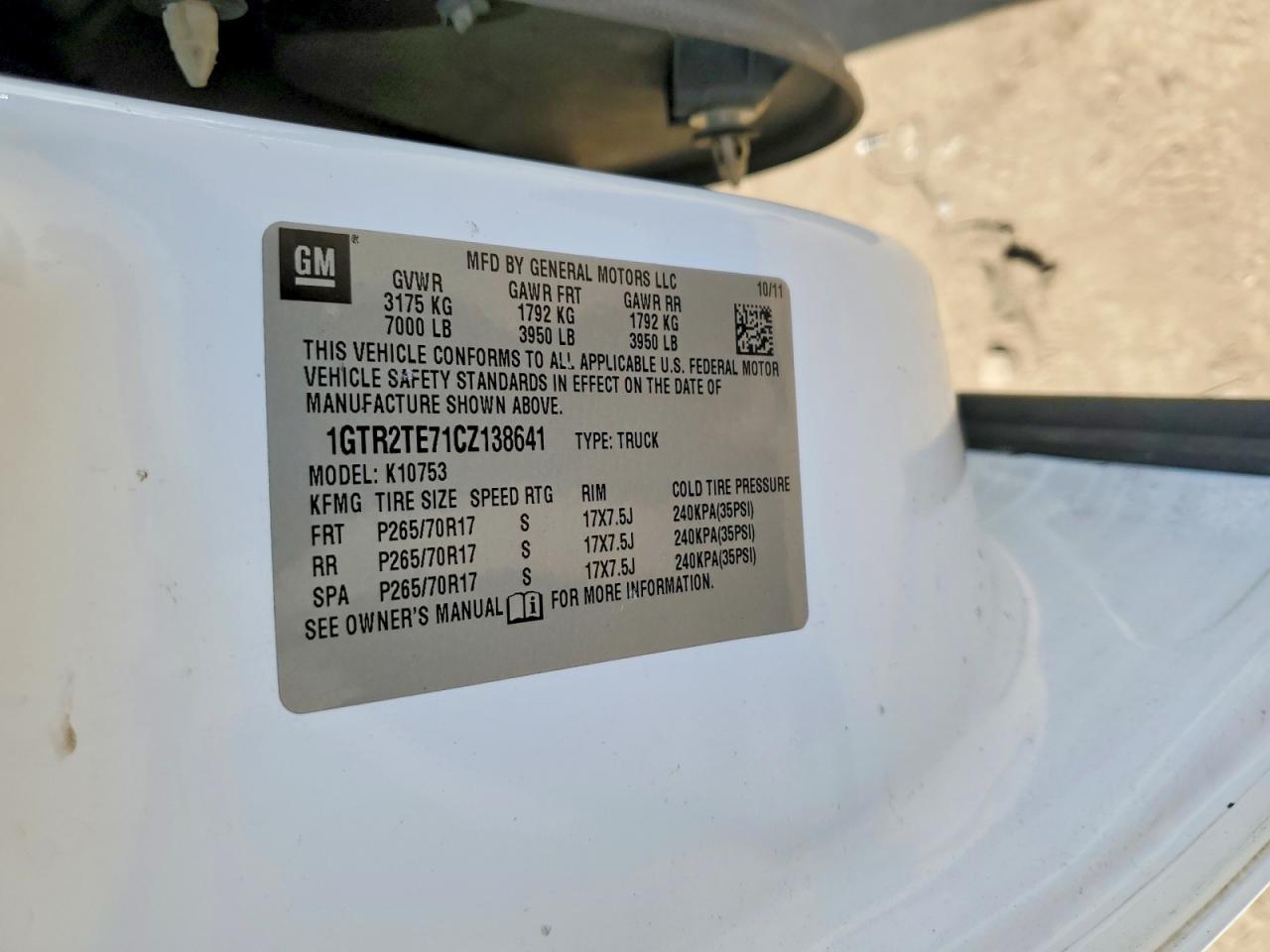 2012 Gmc Sierra K1500 White vin: 1GTR2TE71CZ138641