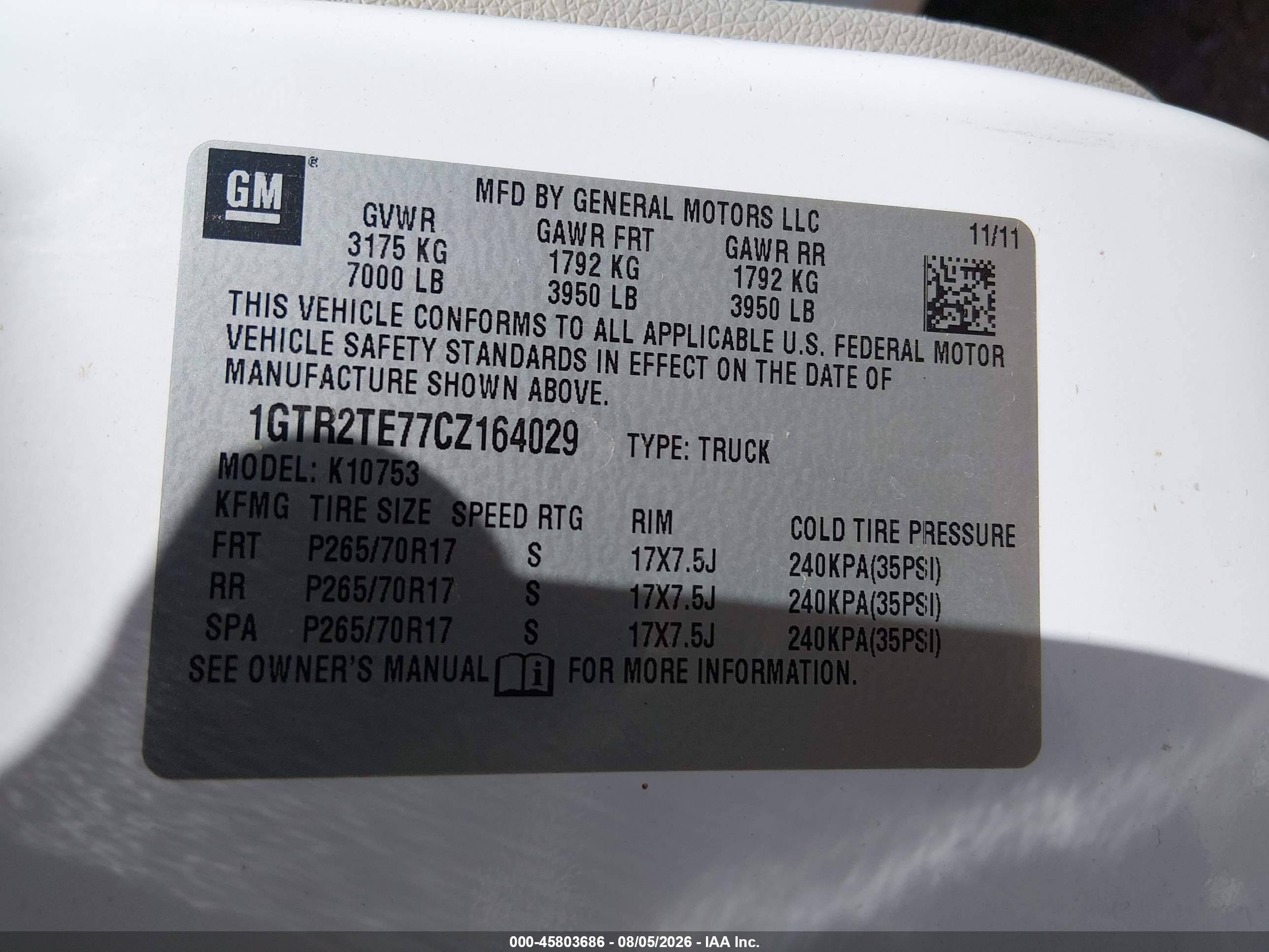 2012 Gmc Sierra 1500 Work Truck Белый vin: 1GTR2TE77CZ164029