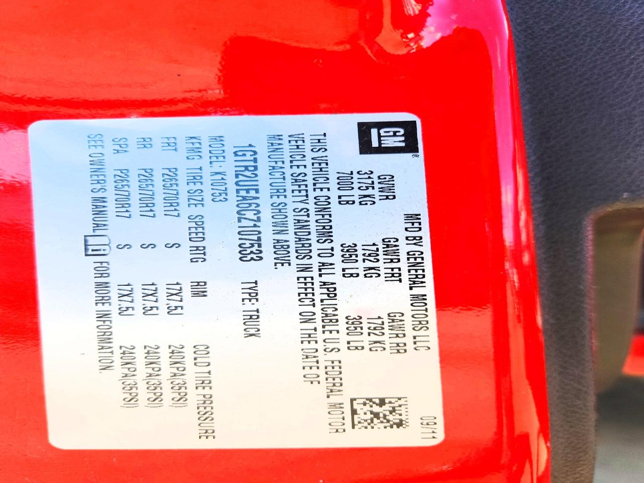 2012 Gmc Sierra K1500 Sl Red vin: 1GTR2UEA6CZ107533