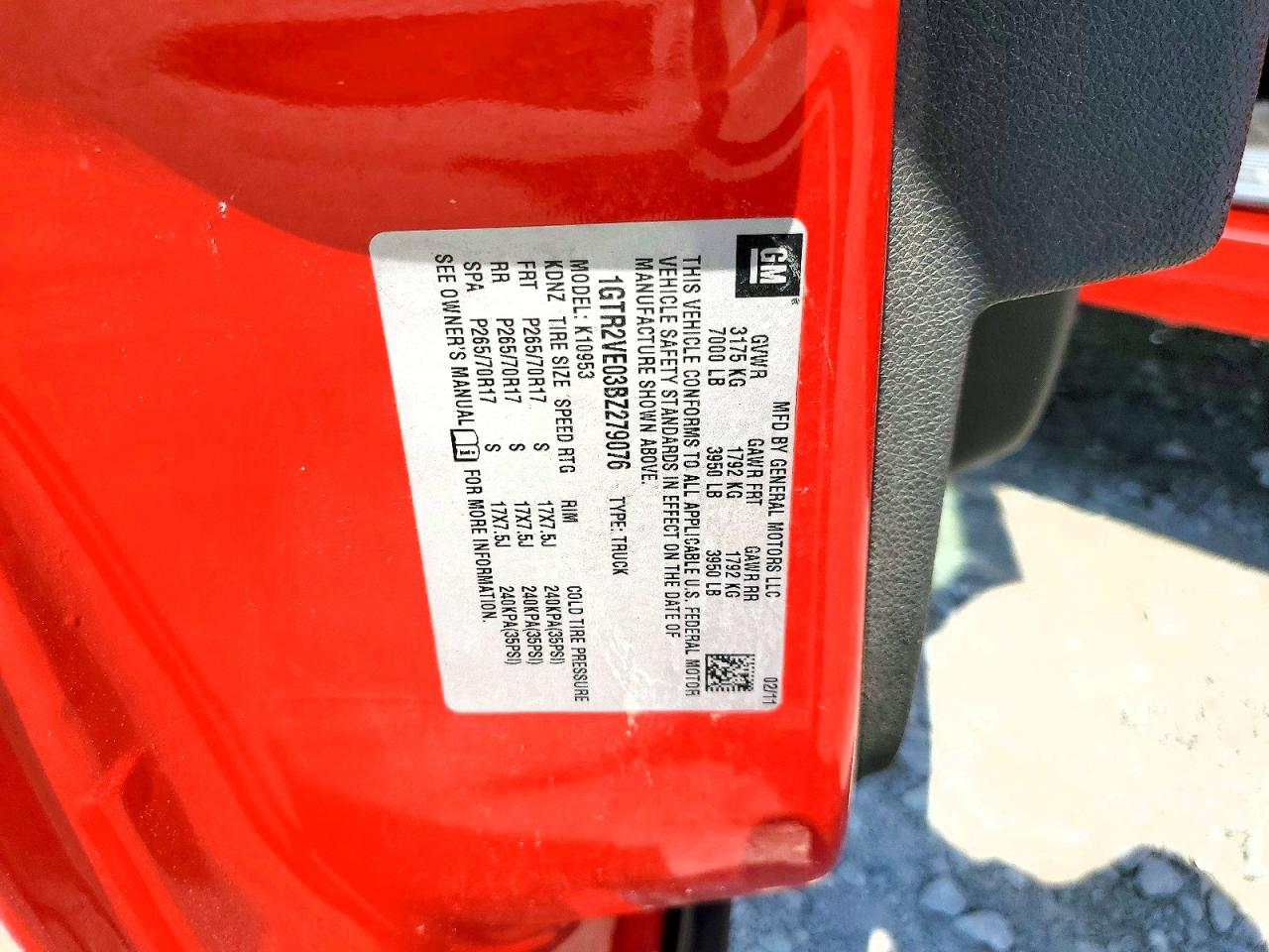 2011 Gmc Sierra Red vin: 1GTR2VE03BZ279076