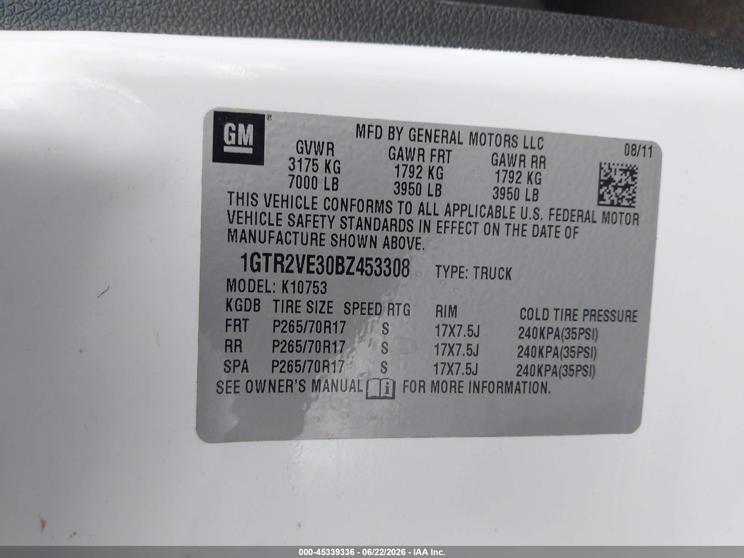 2011 Gmc Sierra 1500 Sle White vin: 1GTR2VE30BZ453308